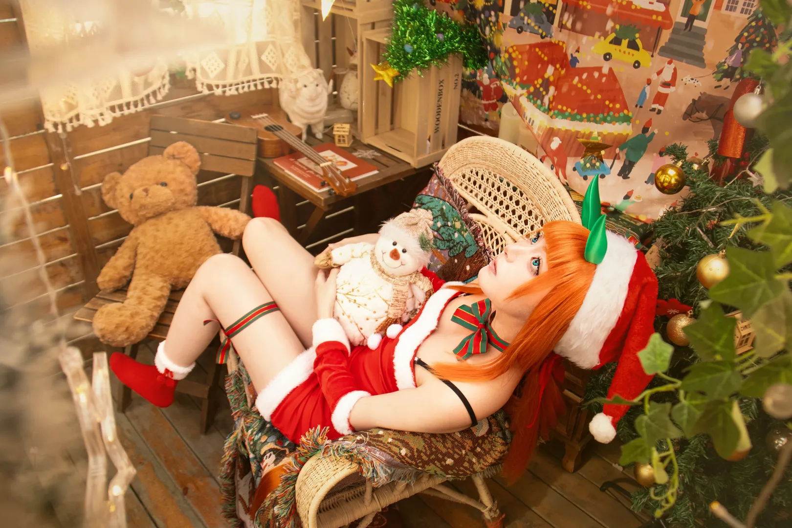 cosplay, 圣诞装扮, 赛马娘 闪耀优俊少女, 无声铃鹿cos, 红丝袜 - 第2张