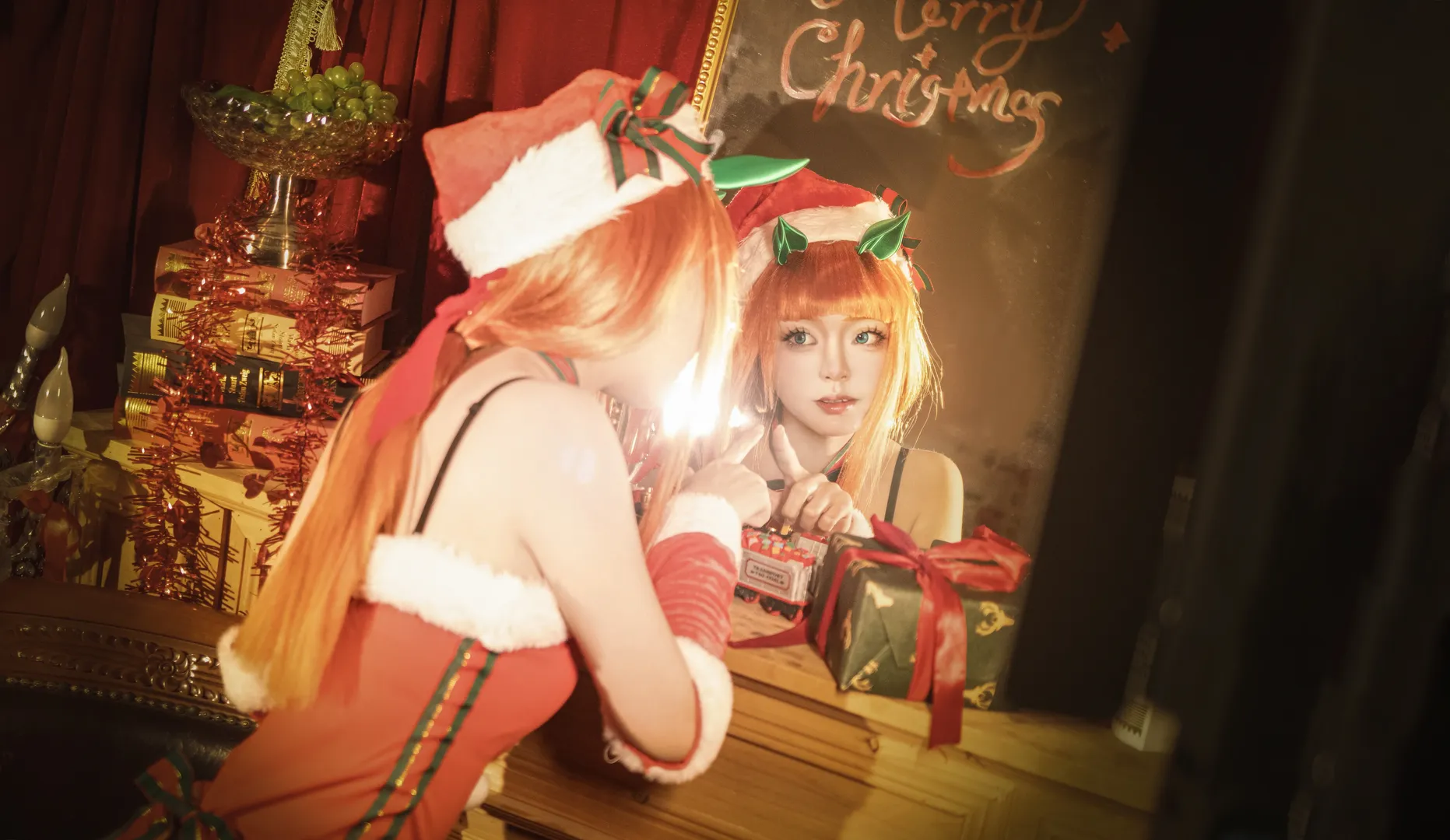 cosplay, 圣诞装扮, 赛马娘 闪耀优俊少女, 无声铃鹿cos, 红丝袜 - 第4张