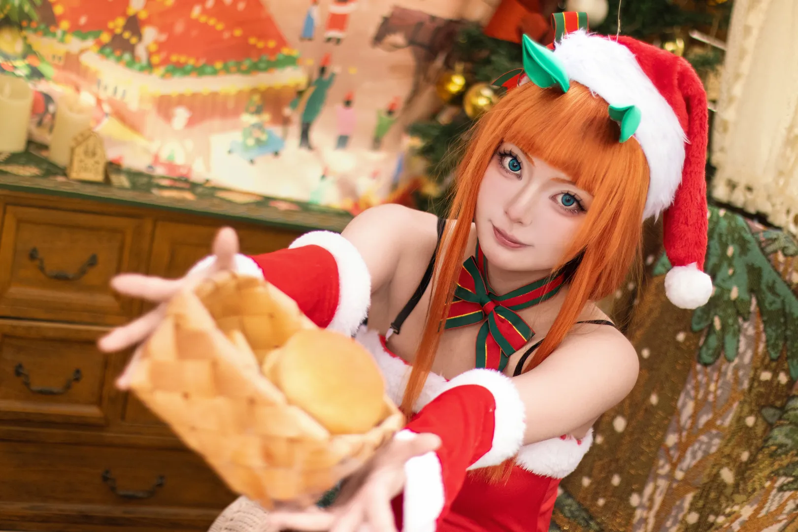 cosplay, 圣诞装扮, 赛马娘 闪耀优俊少女, 无声铃鹿cos, 红丝袜 - 第5张