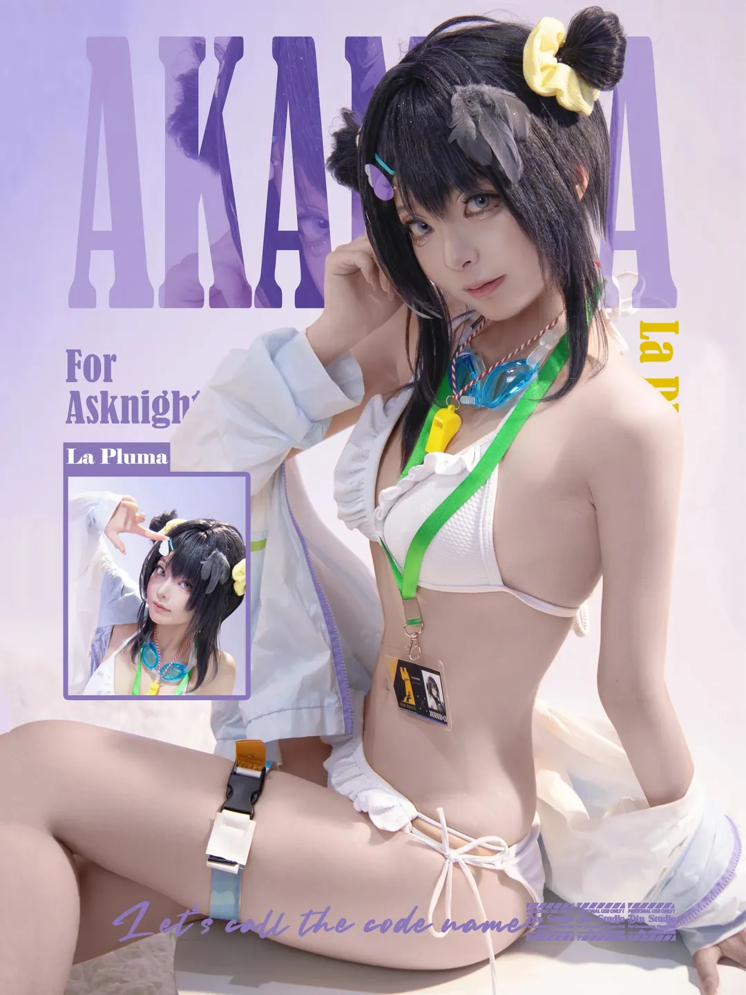cosplay, 泳装, 明日方舟, 羽毛笔cos, 夏卉