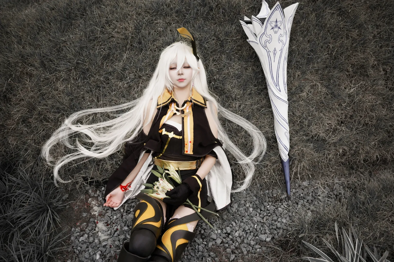 崩坏3, 二次元摄影, cosplay正片, 塞西莉亚cos, 黑渊白花