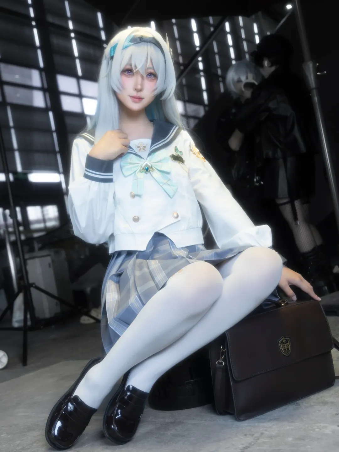 崩坏星穹铁道, 流萤cos, 漫展场照, JK制服, 丝袜穿搭 - 第2张