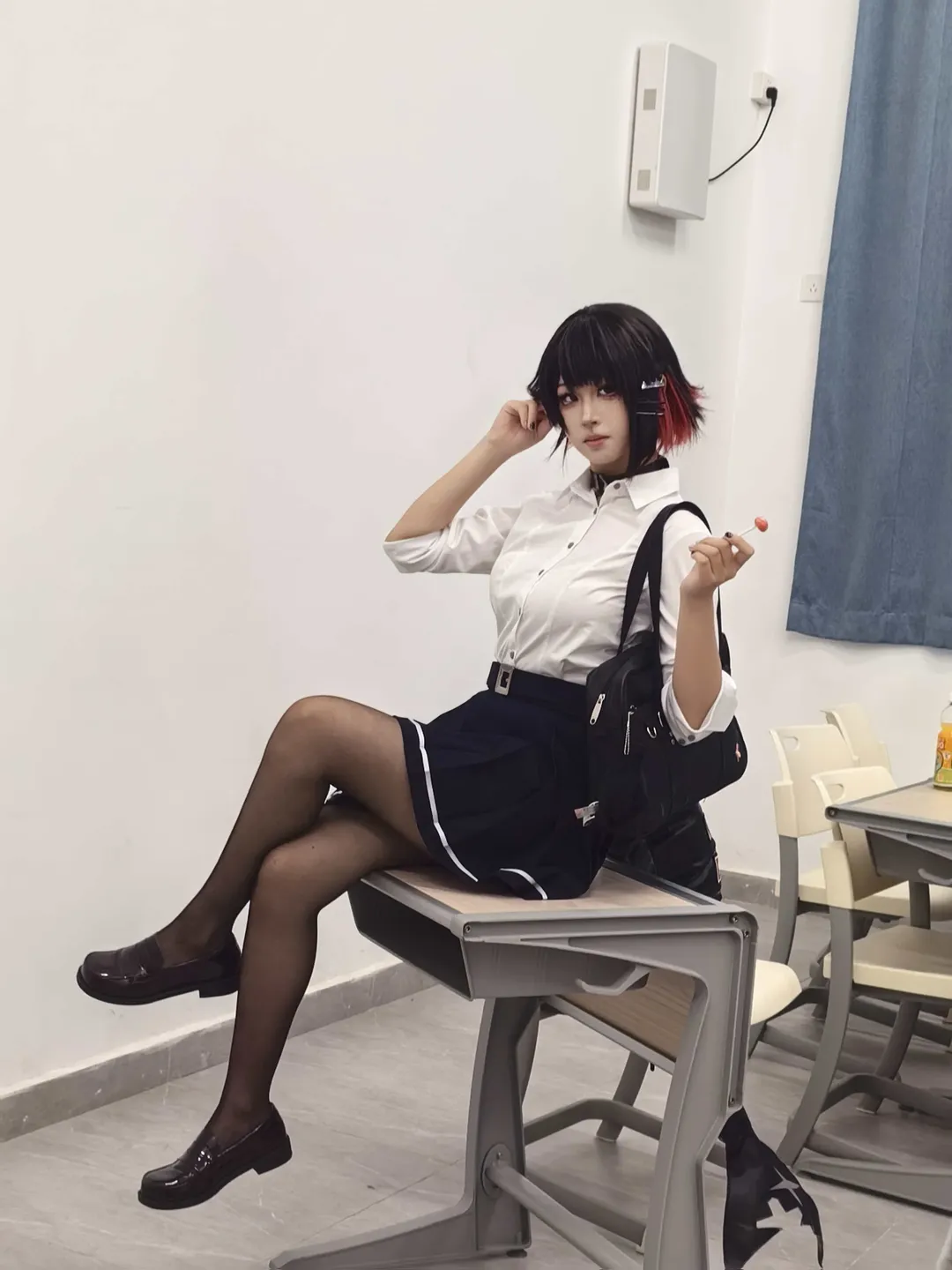 绝区零, cosplay, 艾莲乔cos, 黑丝穿搭, 校服cos
