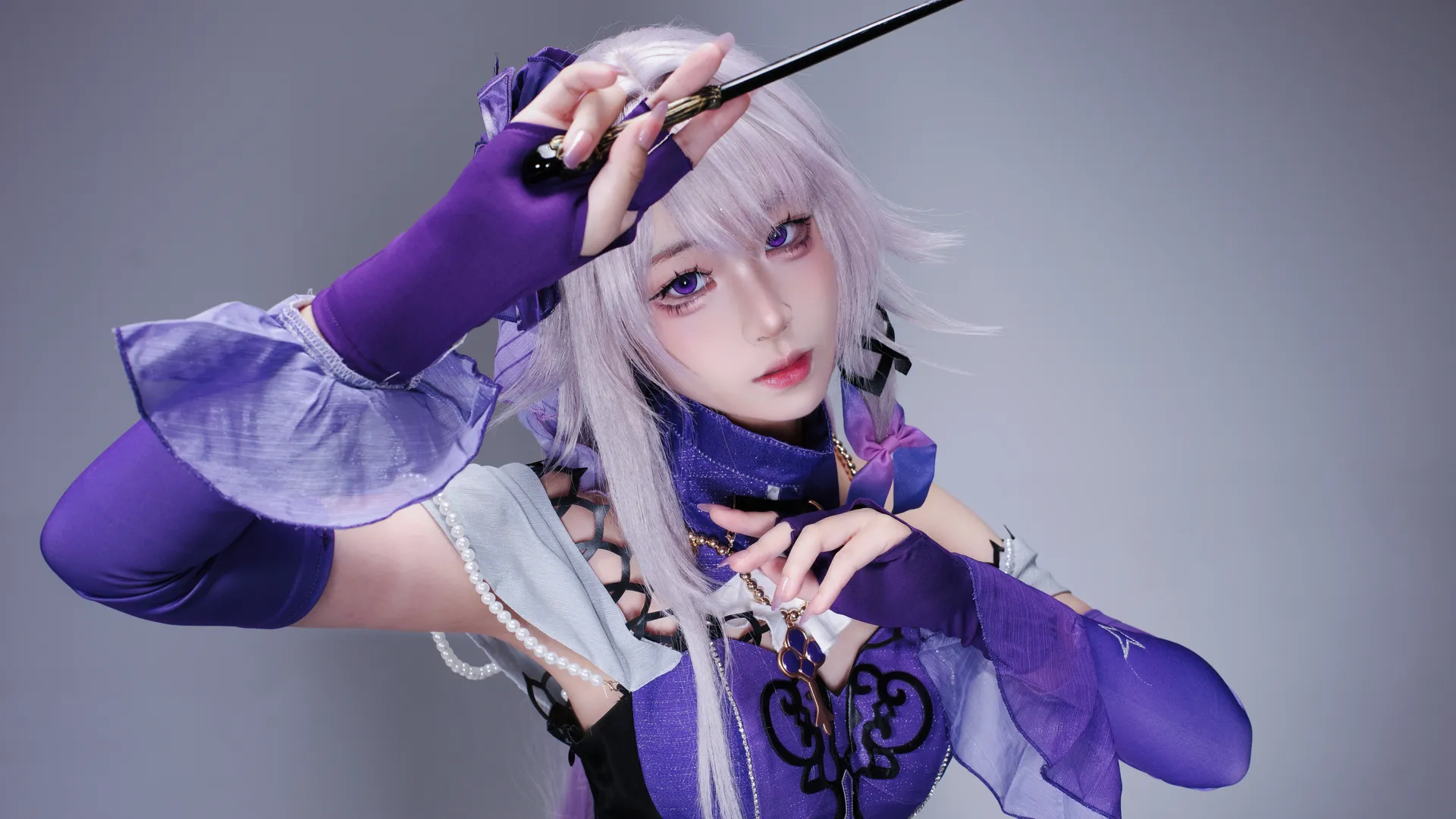 崩壊：スターレイル, ヘルタ コスプレ, コスプレ撮影, 紫髪紫眼, 指揮者風 - 2枚目