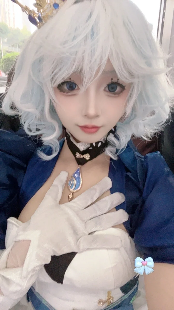 原神, 芙宁娜cos, cosplay妆造, 漫展集邮, 蓝白礼服