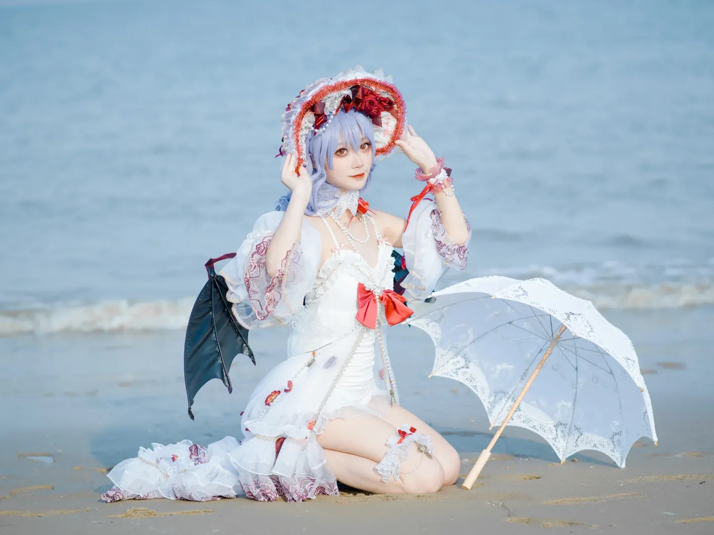 东方project, 洛丽塔, 蕾米莉亚cos, 二次元cosplay, 夏日海边 - 第2张