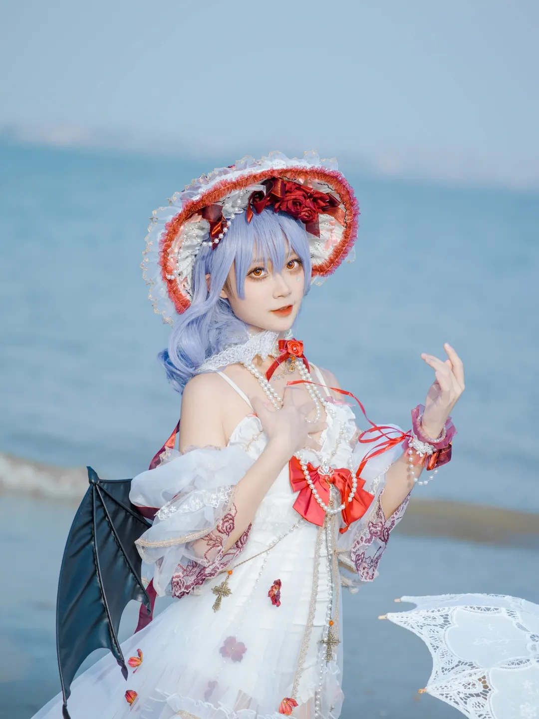 东方project, 洛丽塔, 蕾米莉亚cos, 二次元cosplay, 夏日海边 - 第4张
