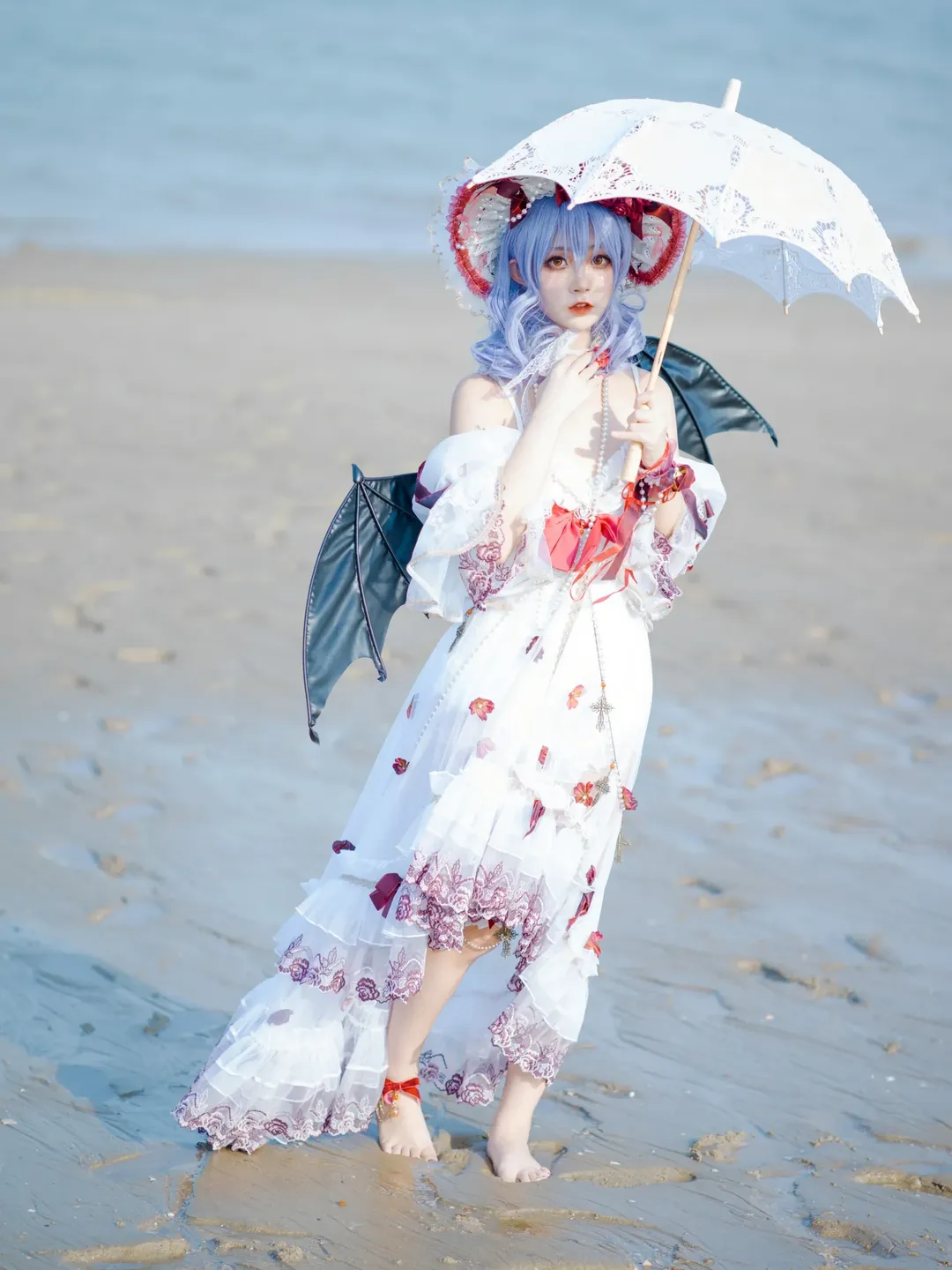 东方project, 洛丽塔, 蕾米莉亚cos, 二次元cosplay, 夏日海边 - 第6张