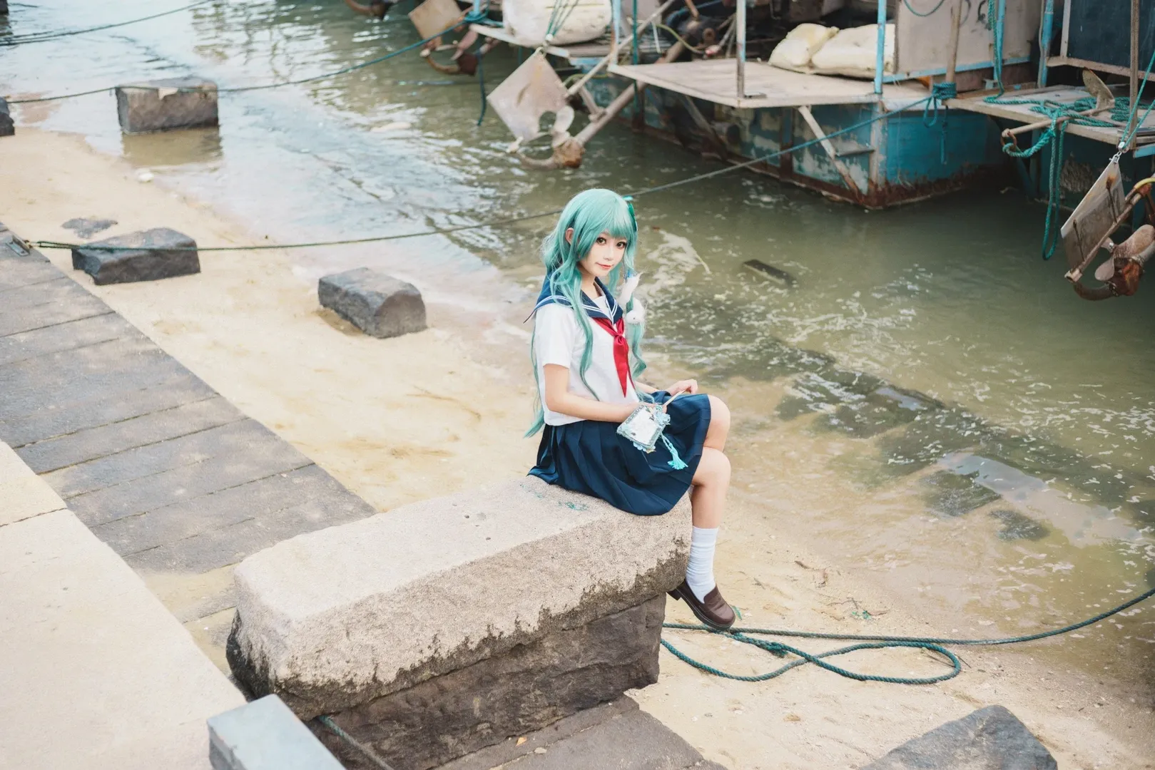 东方Project, JK制服, 白丝, 东风谷早苗cos, 水手服 - 第15张