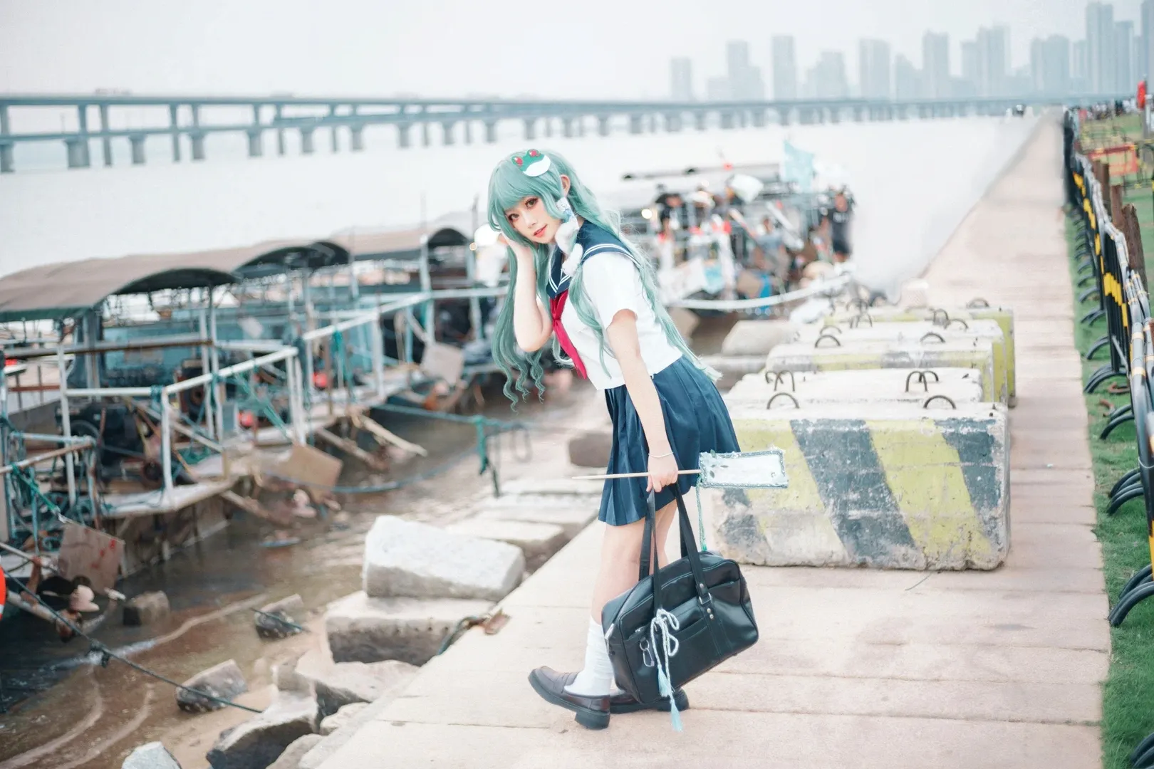 东方Project, JK制服, 白丝, 东风谷早苗cos, 水手服 - 第6张