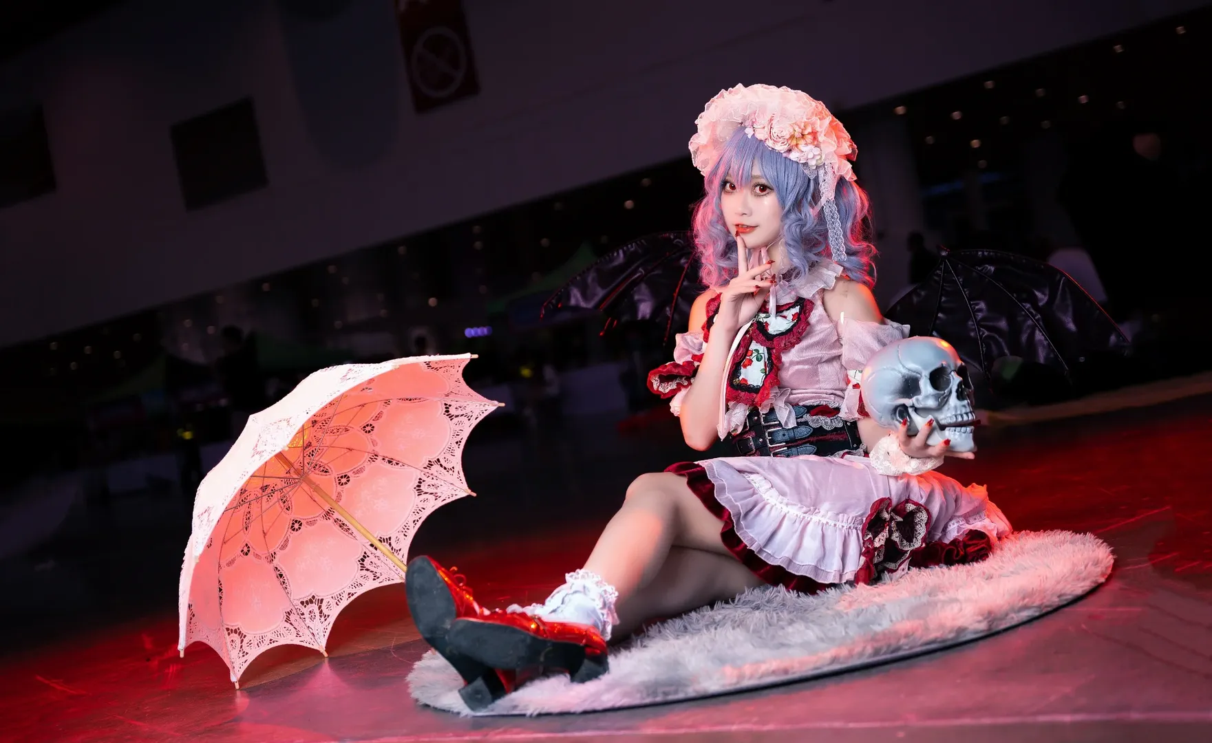 東方Project, レミリアコスプレ, イベント写真, ゴシック・ロリータ, レースソックス