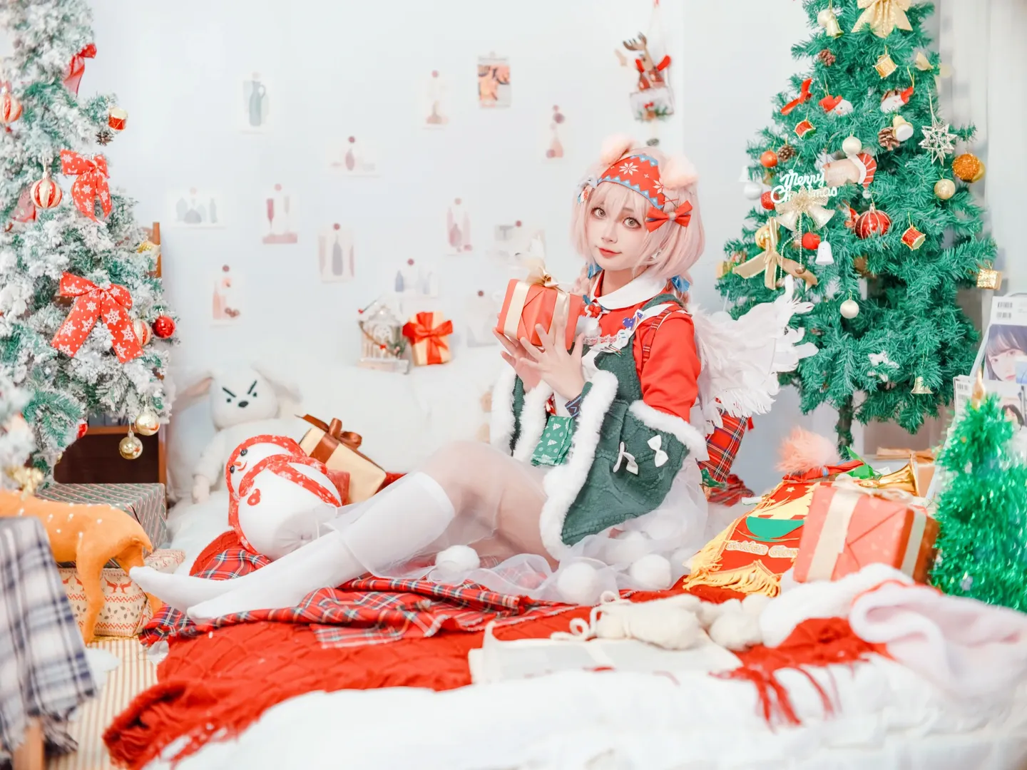 cosplay, Arknights, White stockings, Goldenglow cosplay, Christmas
