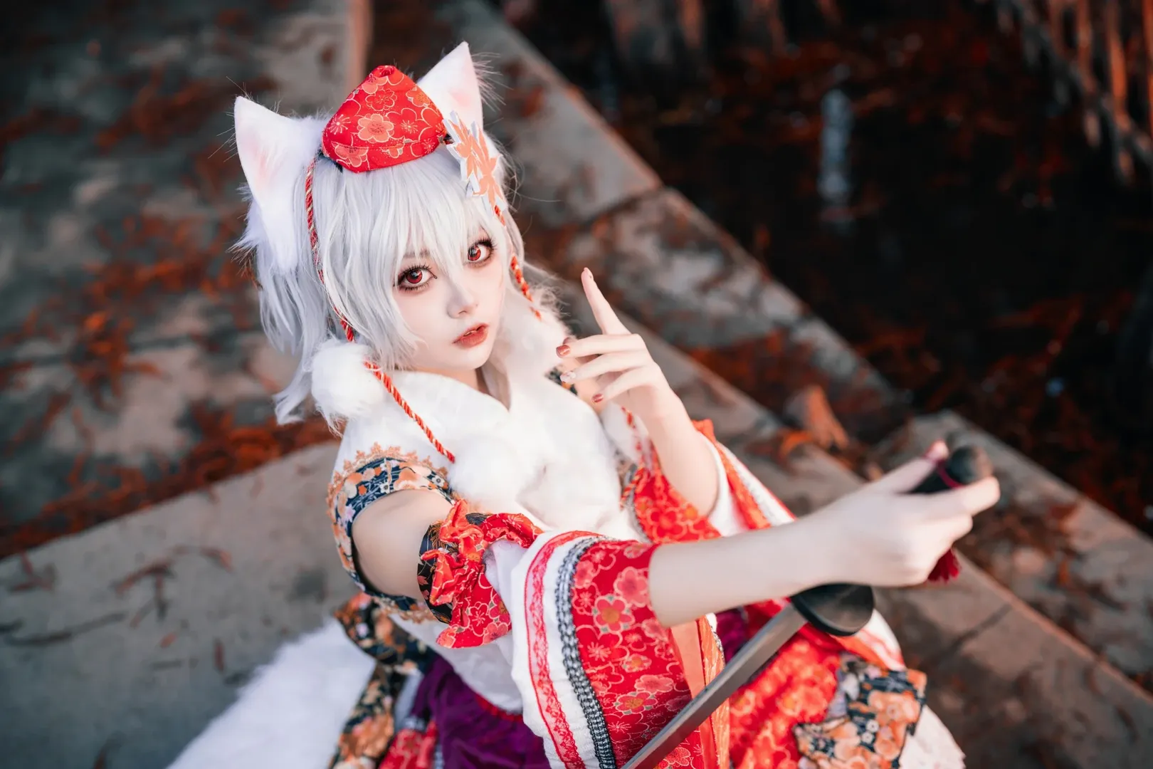 和风cosplay, 兽耳娘, 犬走椛cos, 東方project, 秋日红叶 - 第3张