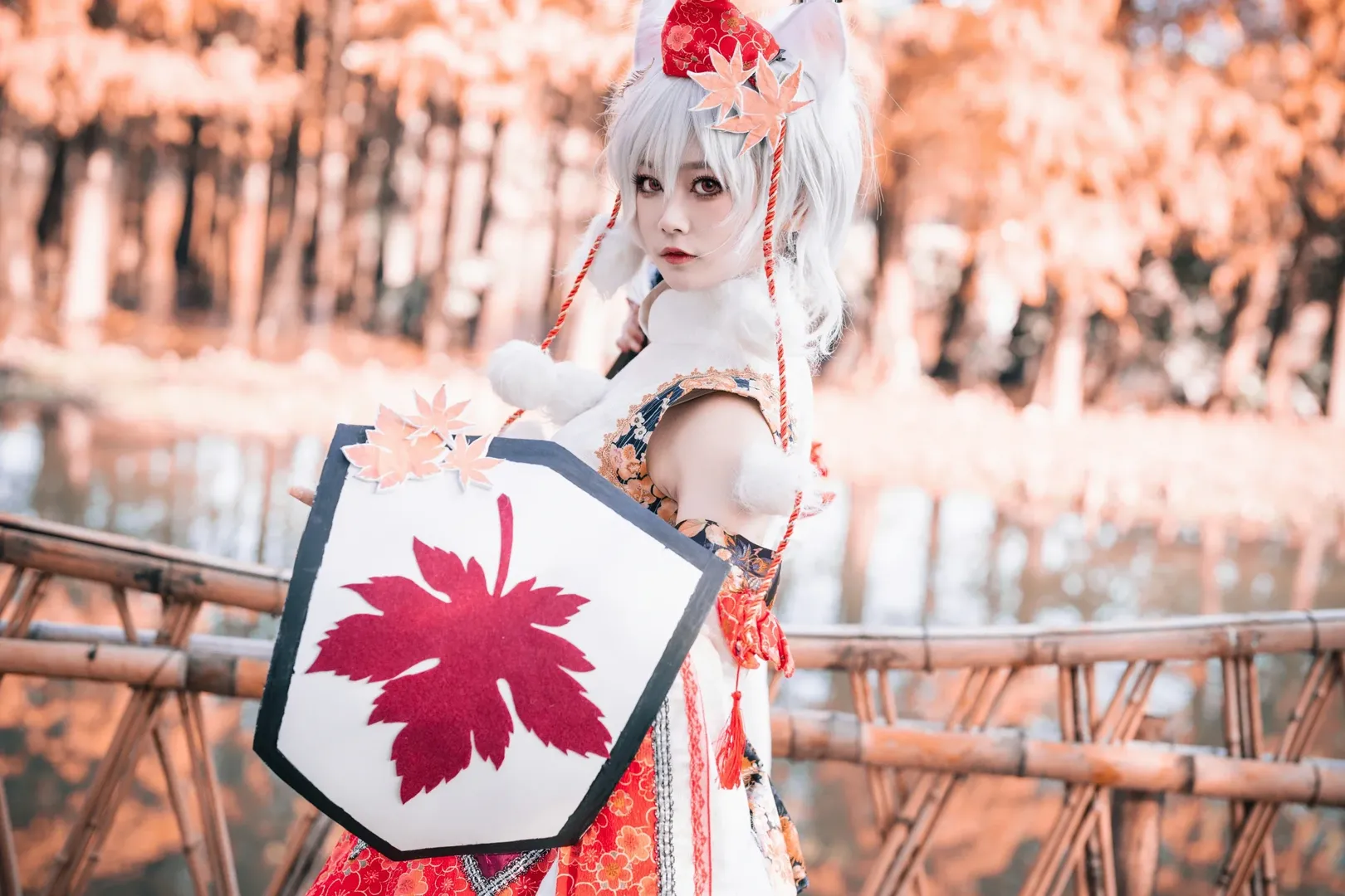 和风cosplay, 兽耳娘, 犬走椛cos, 東方project, 秋日红叶 - 第5张