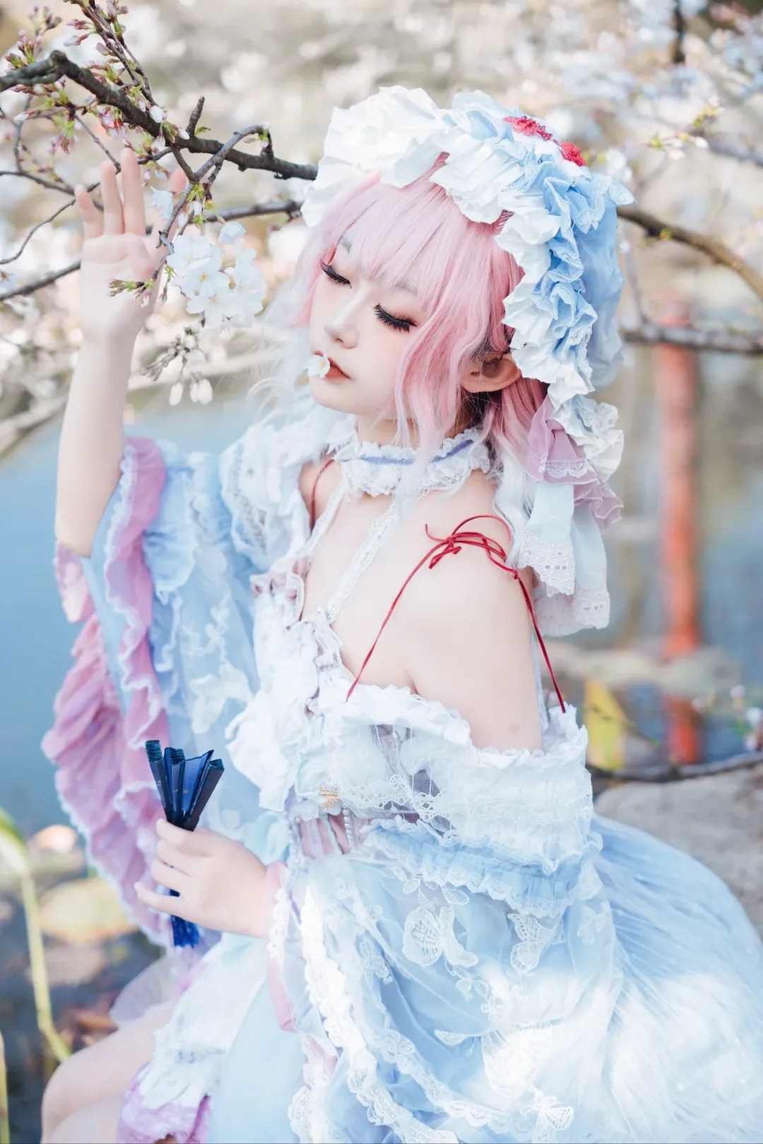 東方Project, 西行寺幽々子コスプレ, 桜フォトグラフ, ハイキー撮影, 東湖の屋外撮影 - 1枚目