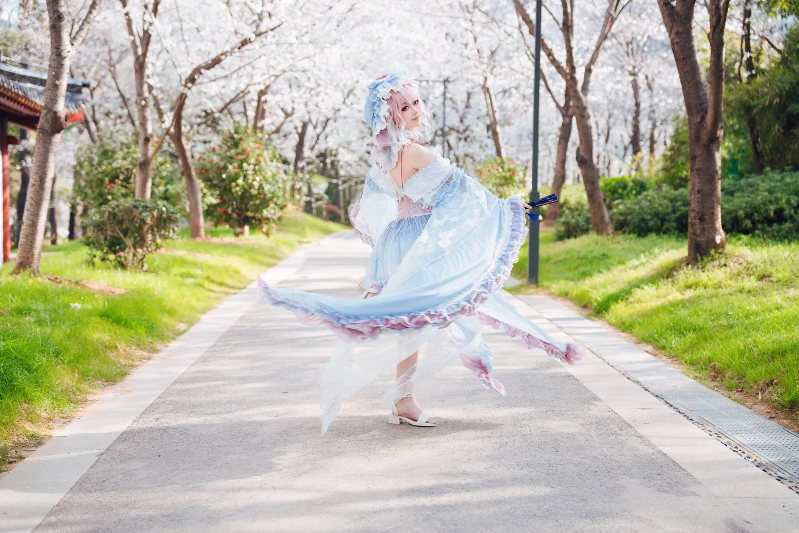 東方Project, 西行寺幽々子コスプレ, 桜フォトグラフ, ハイキー撮影, 東湖の屋外撮影