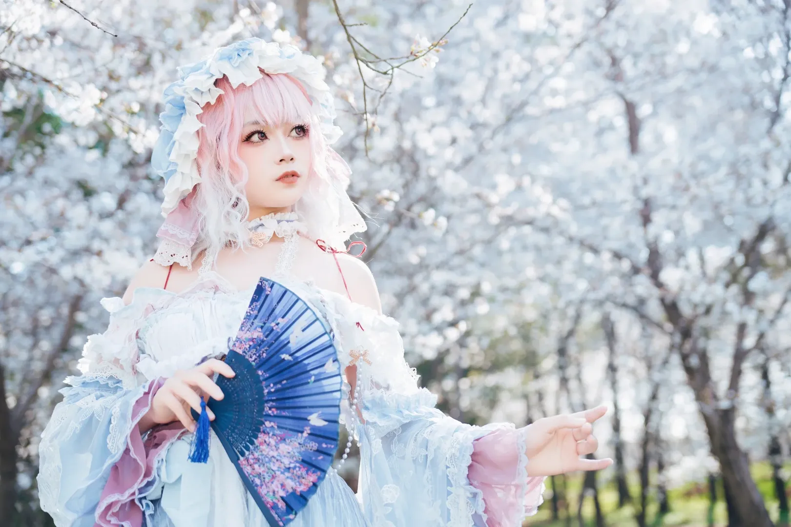 東方Project, 西行寺幽々子コスプレ, 桜フォトグラフ, ハイキー撮影, 東湖の屋外撮影 - 3枚目