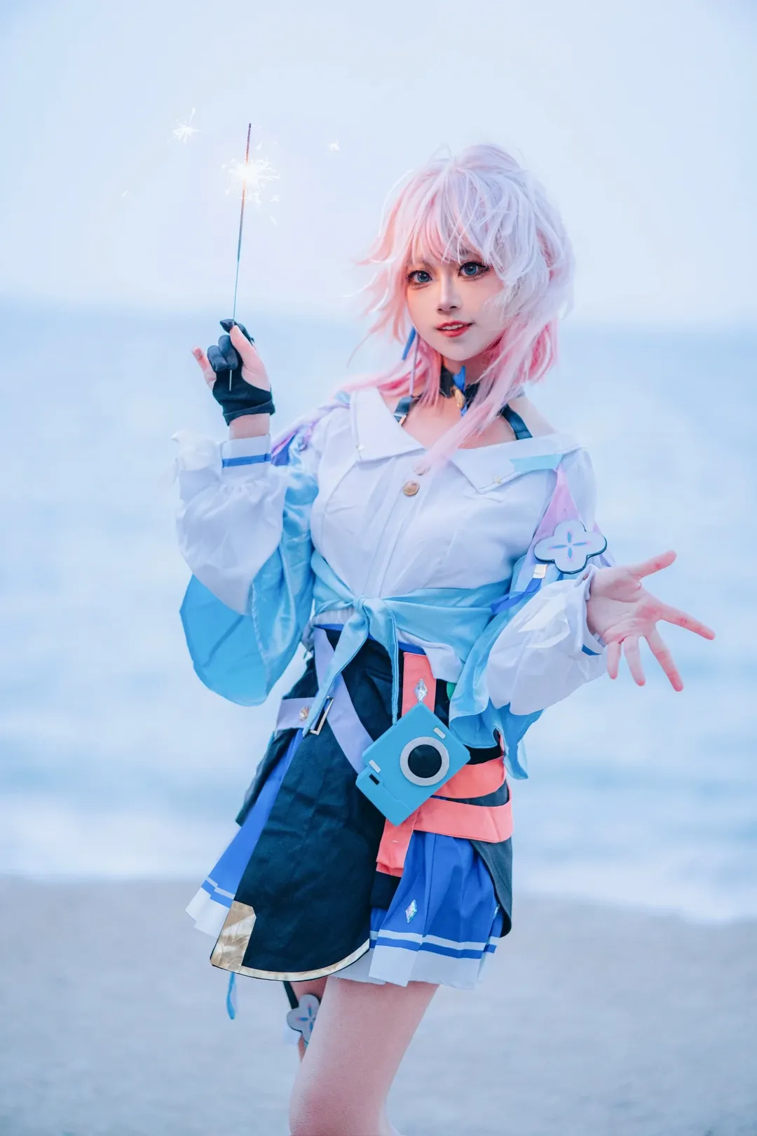 崩壞星穹鐵道, 三月七cos, Cosplay攝影, 藍調時刻, 仙女棒