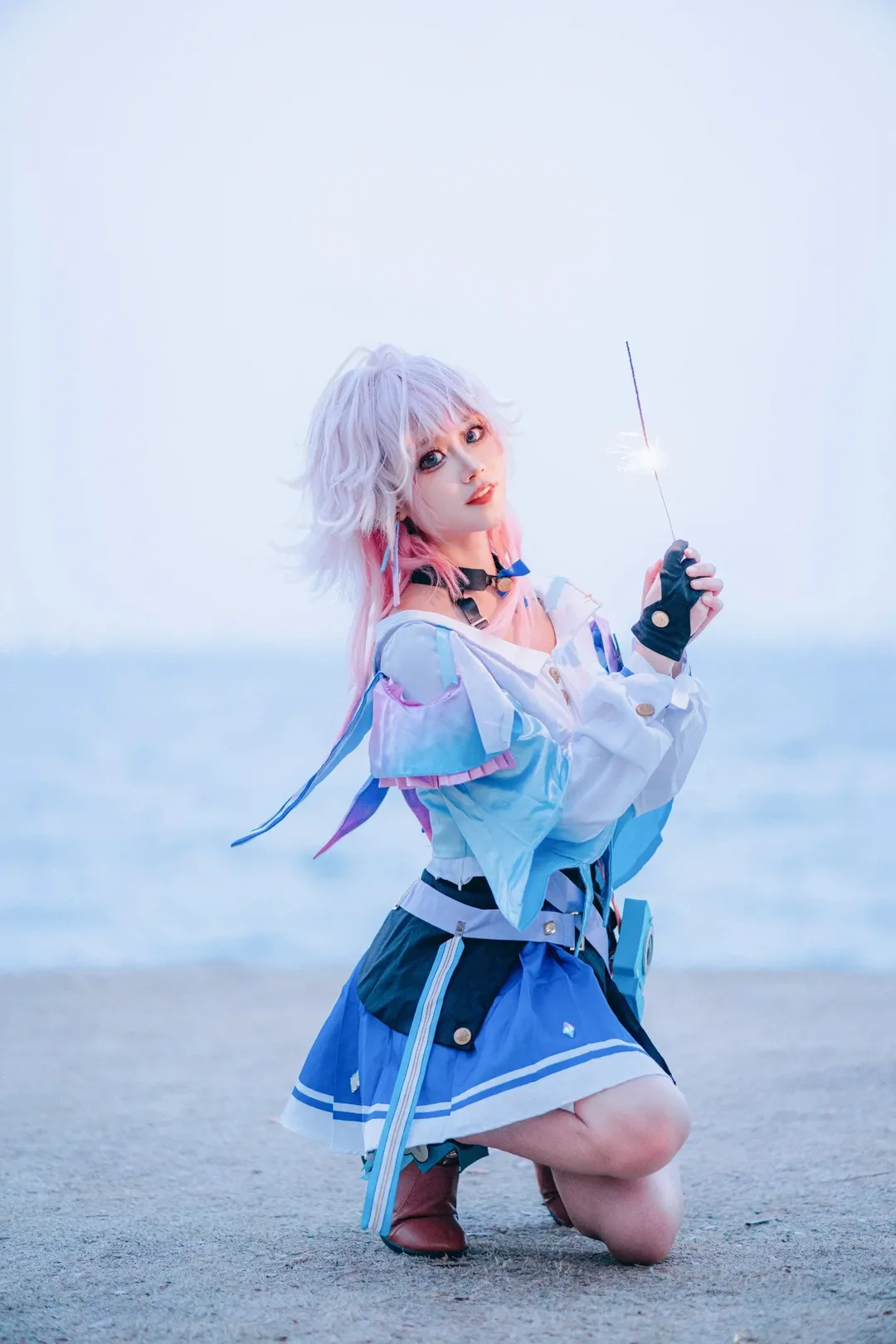 崩坏星穹铁道, 三月七cos, Cosplay摄影, 蓝调时刻, 仙女棒 - 第3张