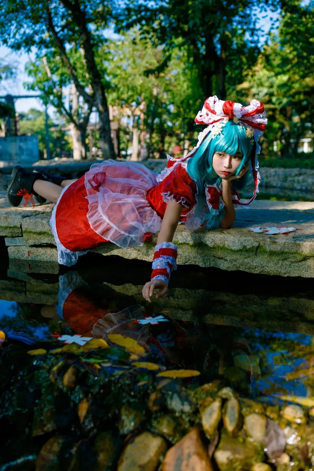 コスプレ, 東方Project, 鍵山雛 コスプレ, 屋外水景, ロリータドレス
