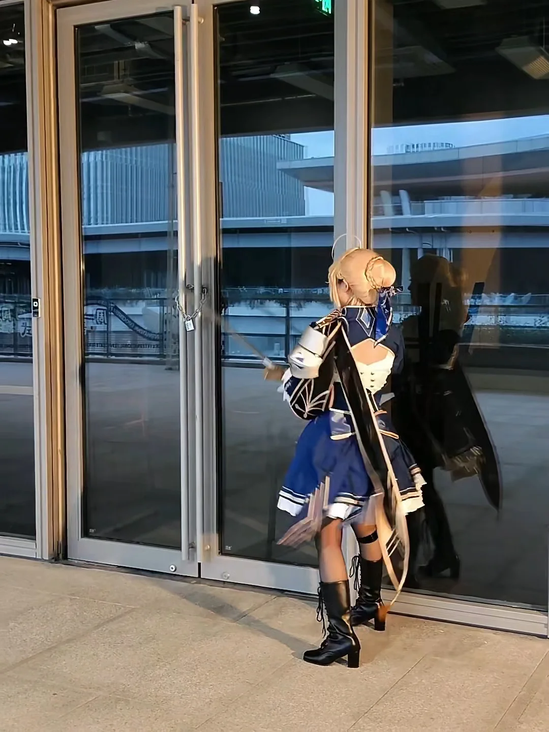 cosplay, 蓝白制服, sabercos, 过膝袜, 麦当劳 - 第3张