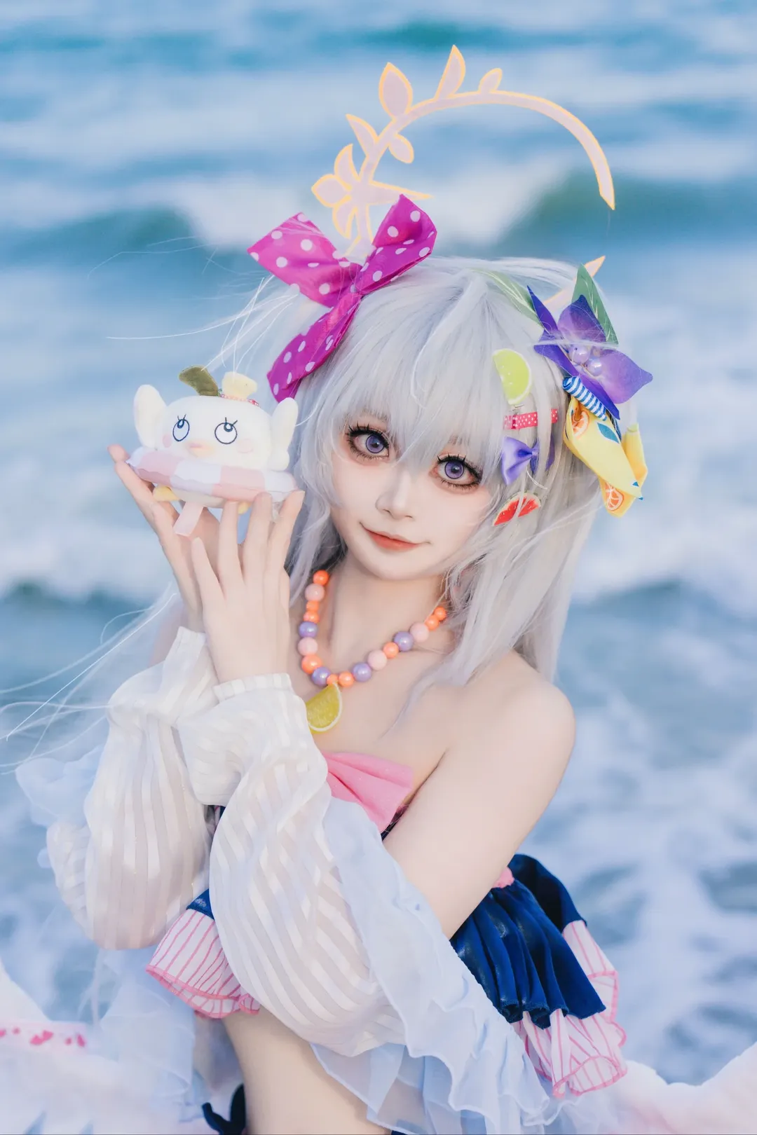 蔚蓝档案, 海边摄影, 二次元cosplay, 白洲梓cos, 夏日泳装 - 第1张