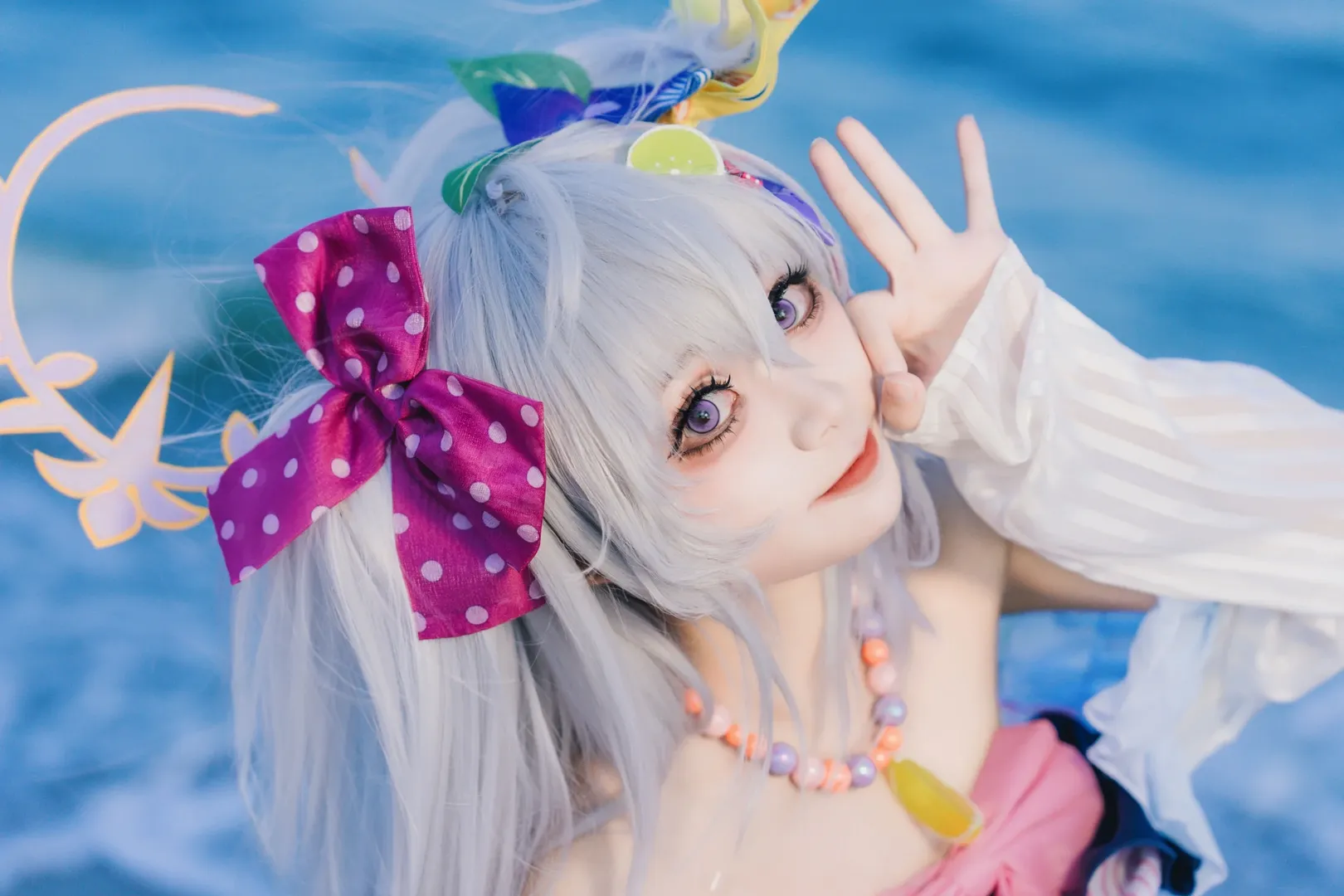 蔚蓝档案, 海边摄影, 二次元cosplay, 白洲梓cos, 夏日泳装 - 第3张