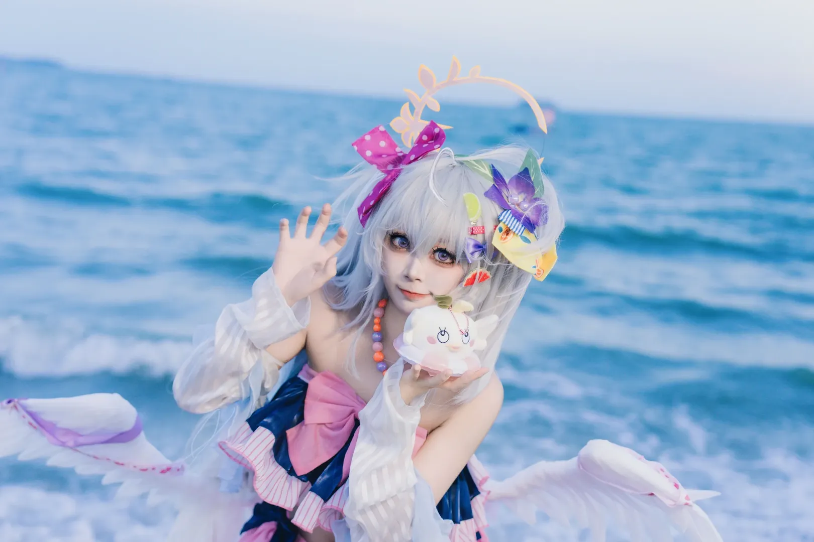 蔚蓝档案, 海边摄影, 二次元cosplay, 白洲梓cos, 夏日泳装 - 第4张