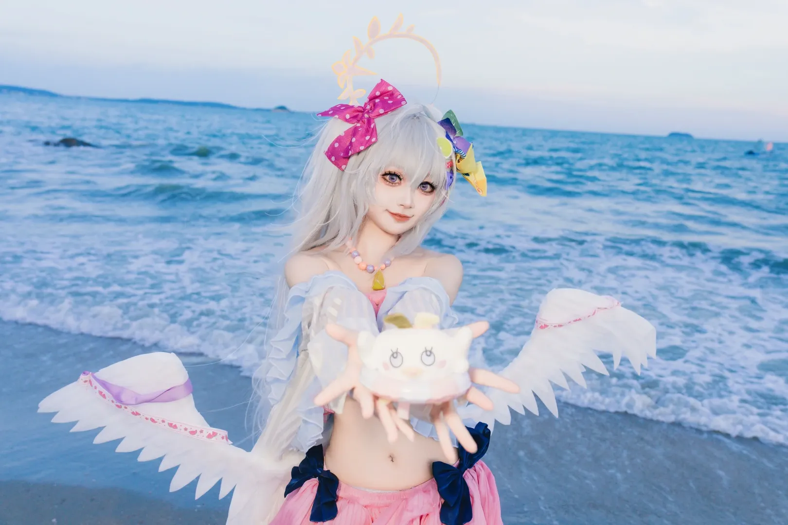 蔚蓝档案, 海边摄影, 二次元cosplay, 白洲梓cos, 夏日泳装 - 第6张