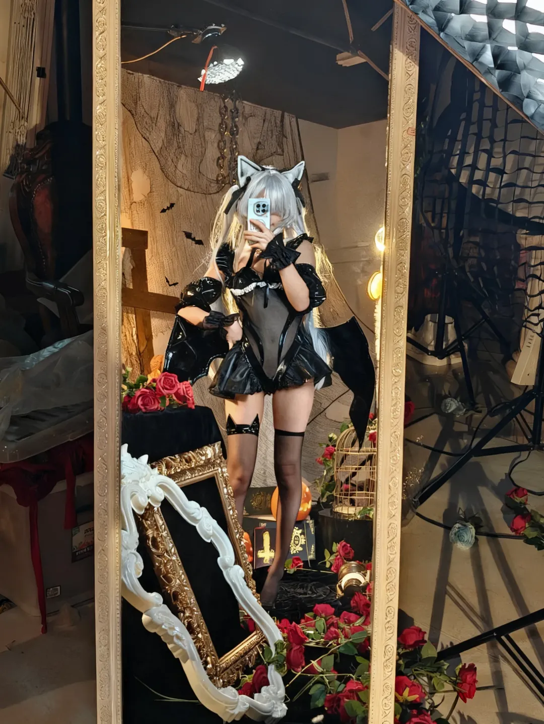 碧蓝航线, 雅努斯cos, 黑丝穿搭, 万圣节cosplay, 漆皮风穿搭