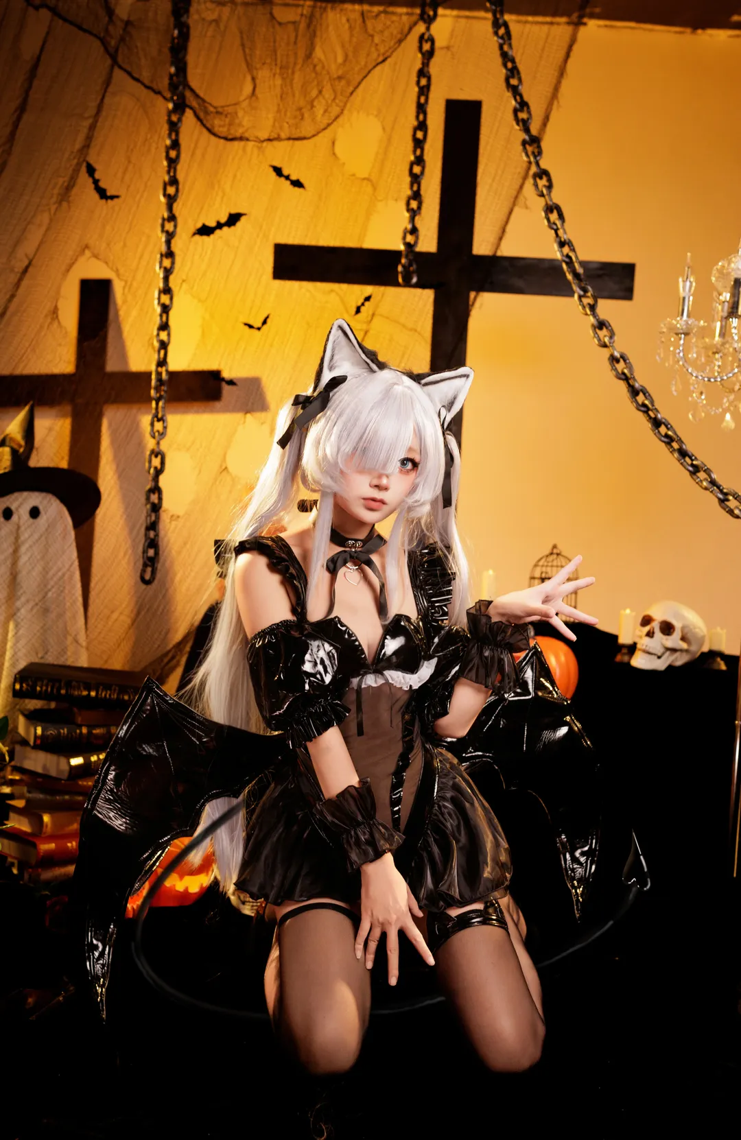 碧蓝航线, 雅努斯cos, 黑丝穿搭, 漆皮穿搭, 万圣节cosplay - 第6张