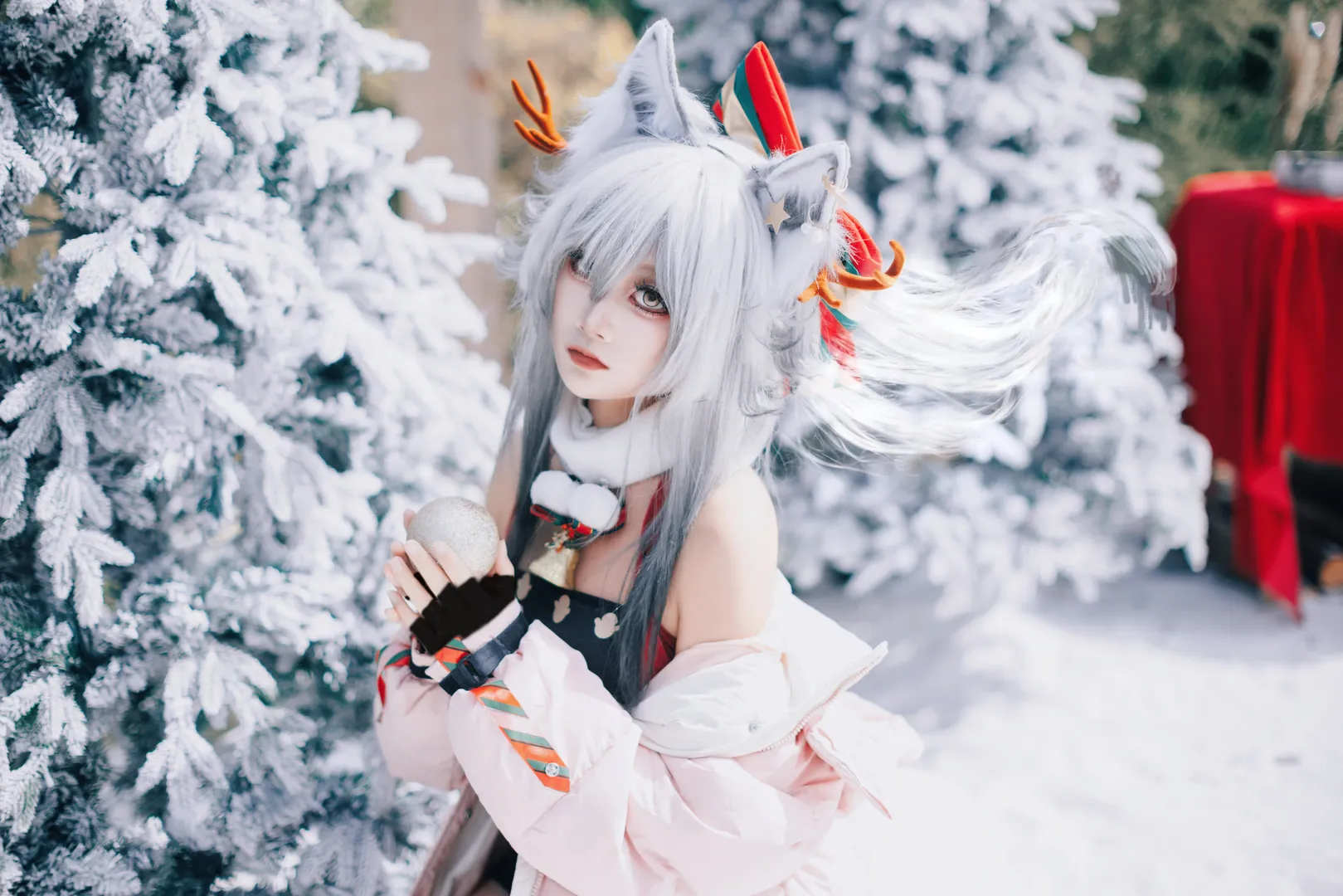 二次元cosplay, 明日方舟, 黑丝, 黑cos, 冬日雪景 - 第5张