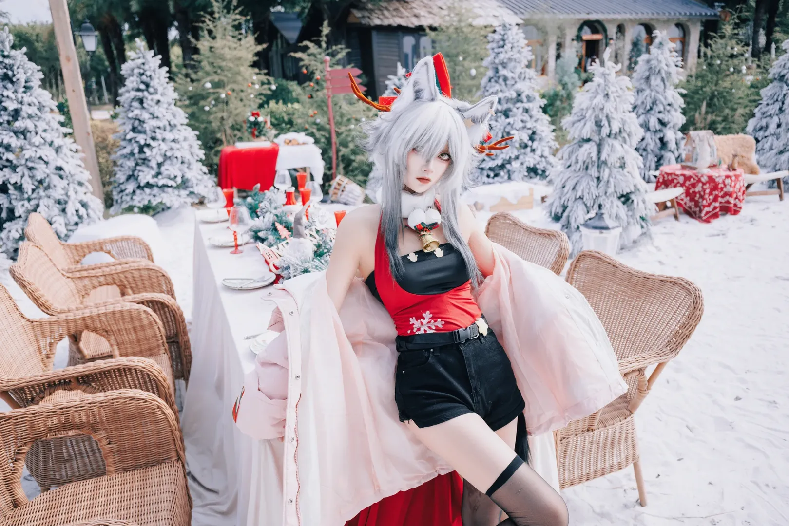 二次元cosplay, 明日方舟, 黑丝, 黑cos, 冬日雪景 - 第6张