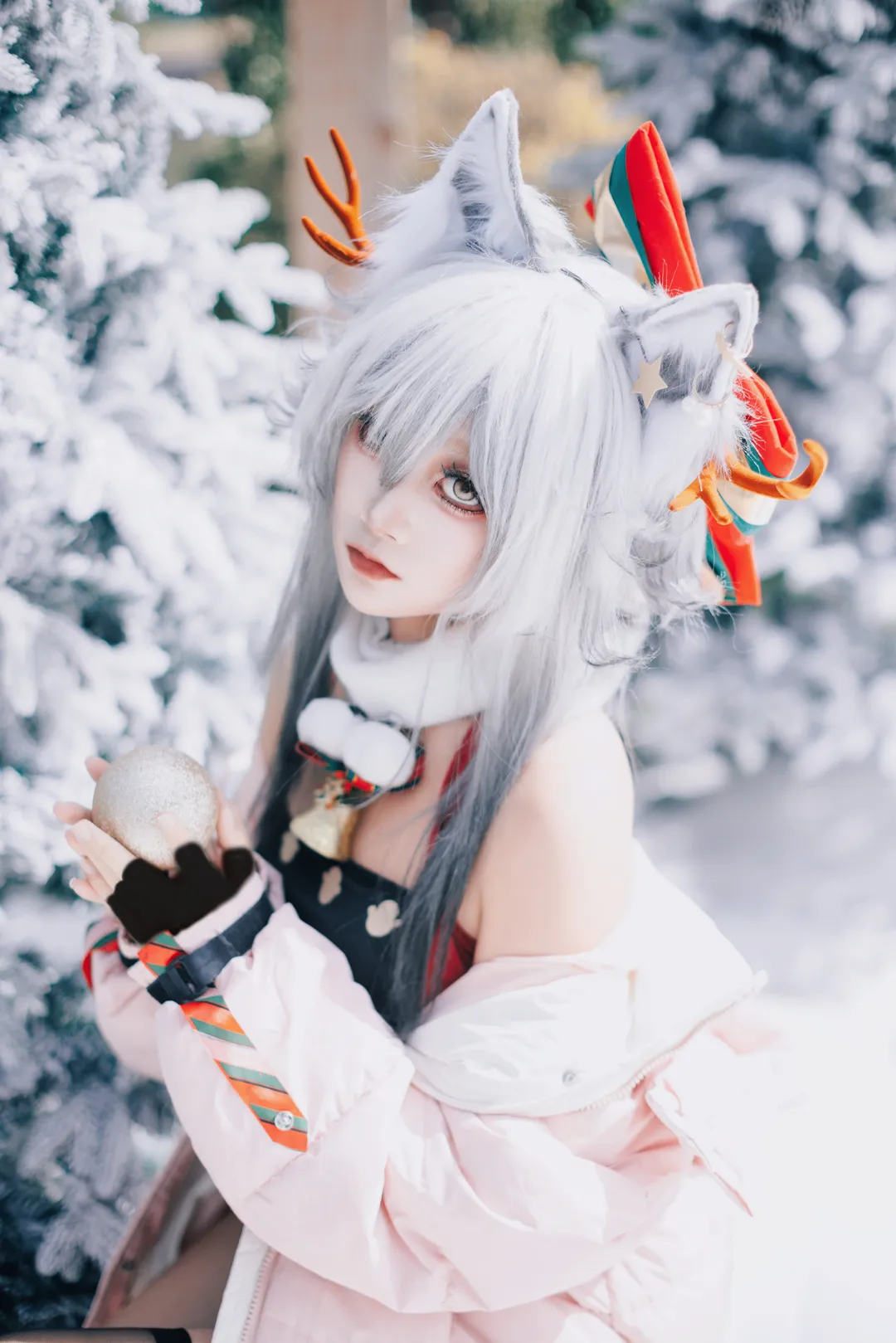 二次元cosplay, 明日方舟, 黑丝, 黑cos, 冬日雪景 - 第9张