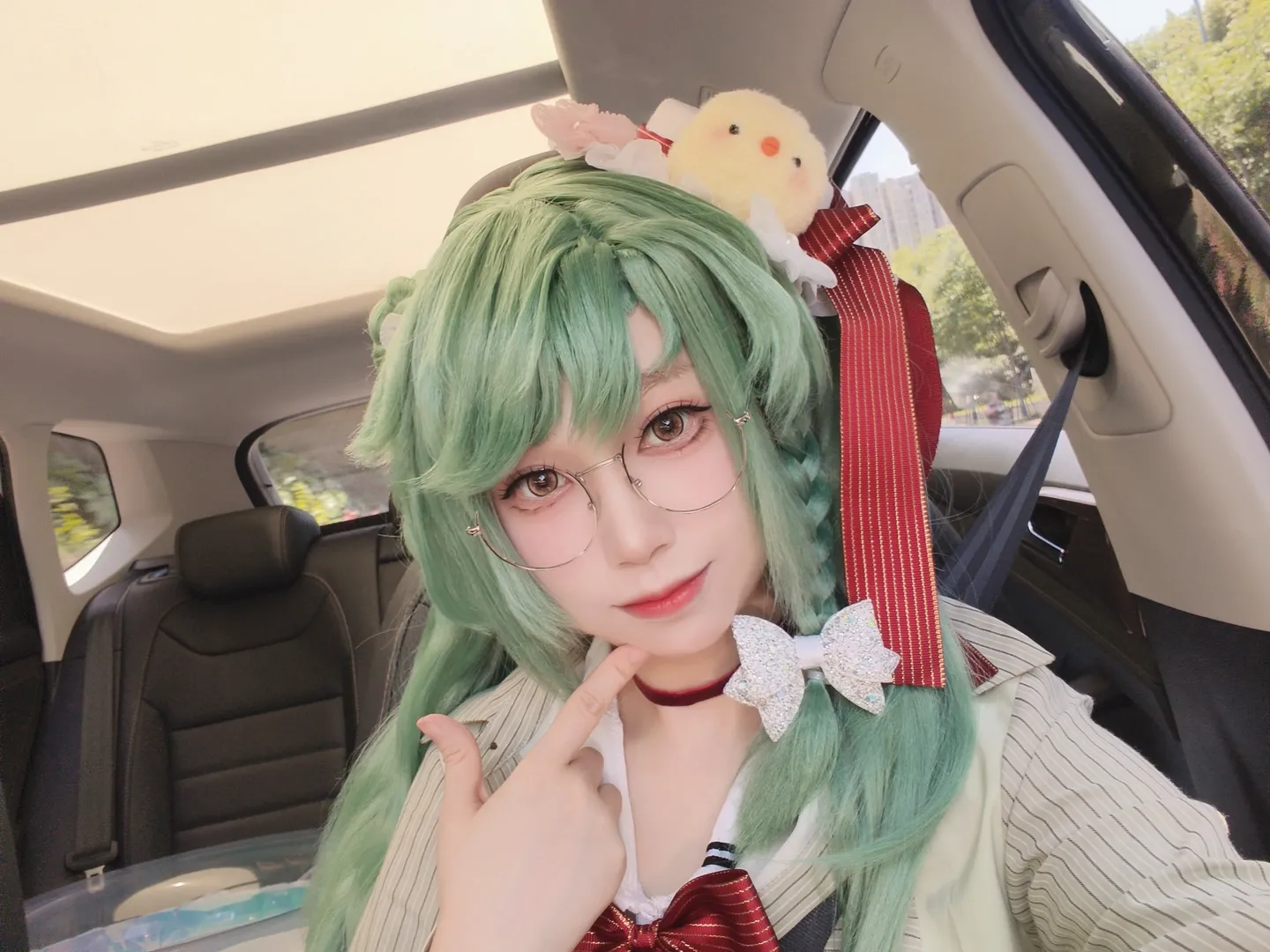 碧蓝航线cos, 眼镜娘, Coser日常, 舰娘, 绿发假发