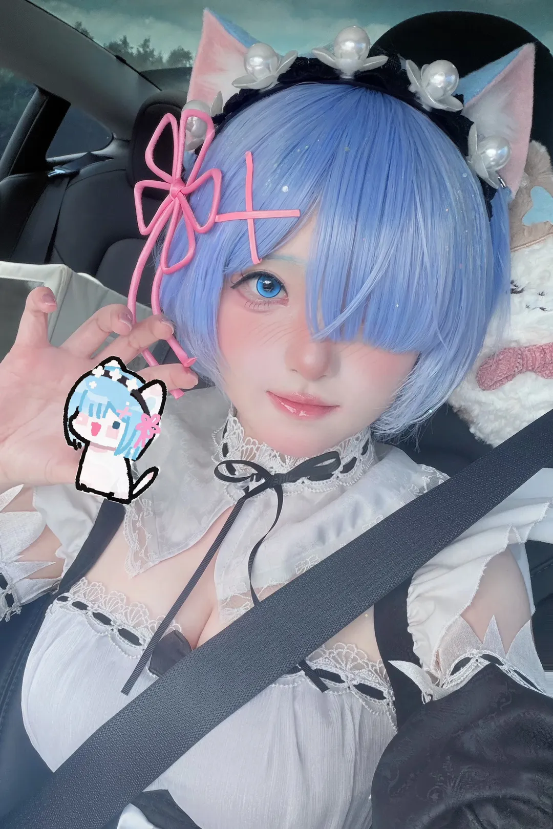 cosplay, Re:ZERO -Starting Life in Another World-, Rem cosplay, White stockings, Catgirl maid - Image 1