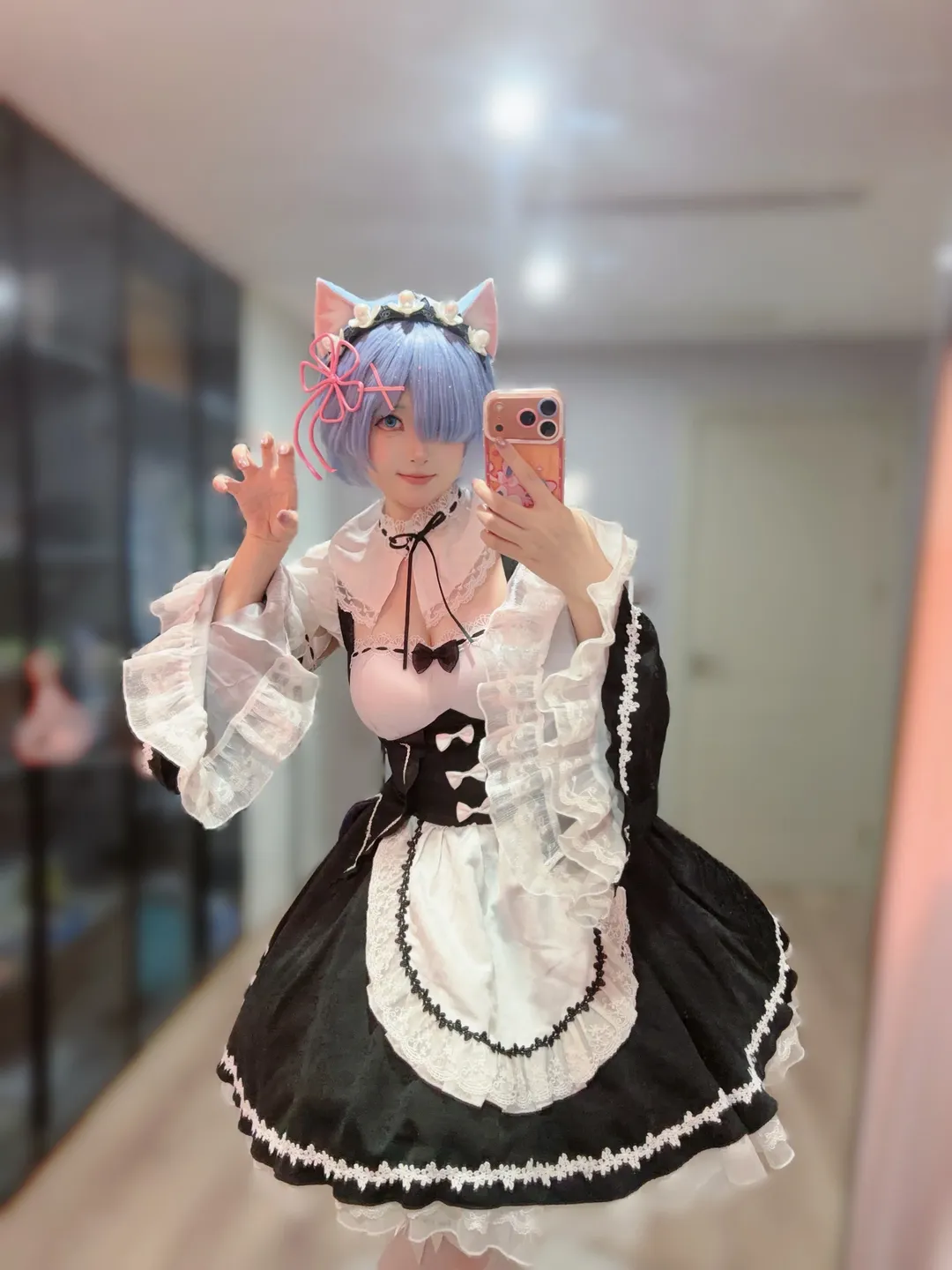 cosplay, Re:ZERO -Starting Life in Another World-, Rem cosplay, White stockings, Catgirl maid - Image 3