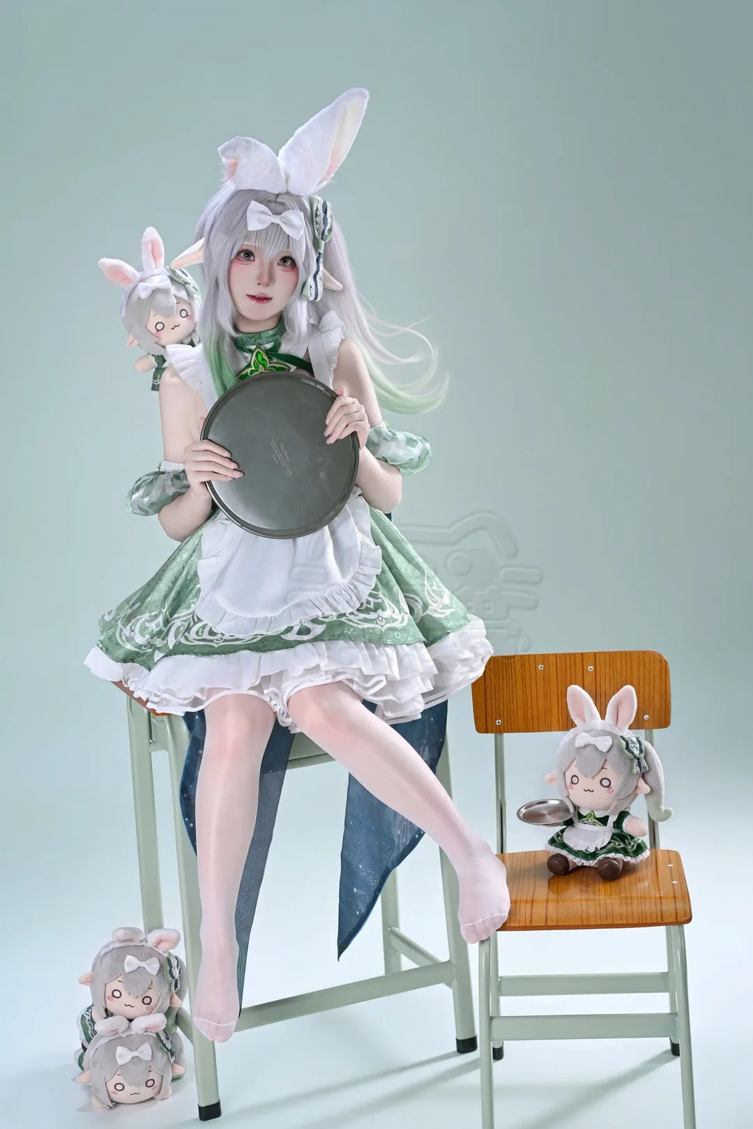 原神, 纳西妲cos, 女仆装, cosplay穿搭, 白丝美腿 - 第3张