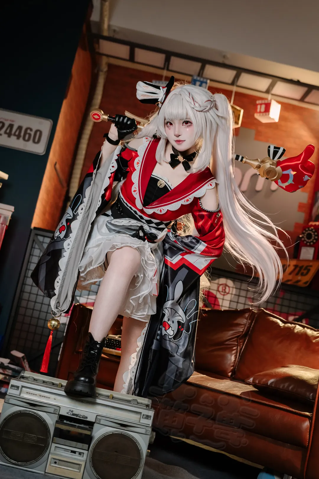 Honkai: Star Rail, Anime cosplay, Sparkle cosplay, White-haired twin tails, Vintage portrait