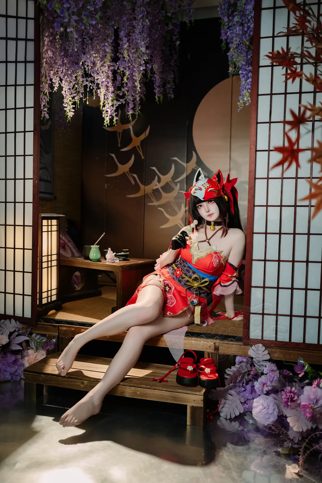 Honkai: Star Rail, Sparkle cosplay, Cosplay photography, Japanese style, Fox mask styling
