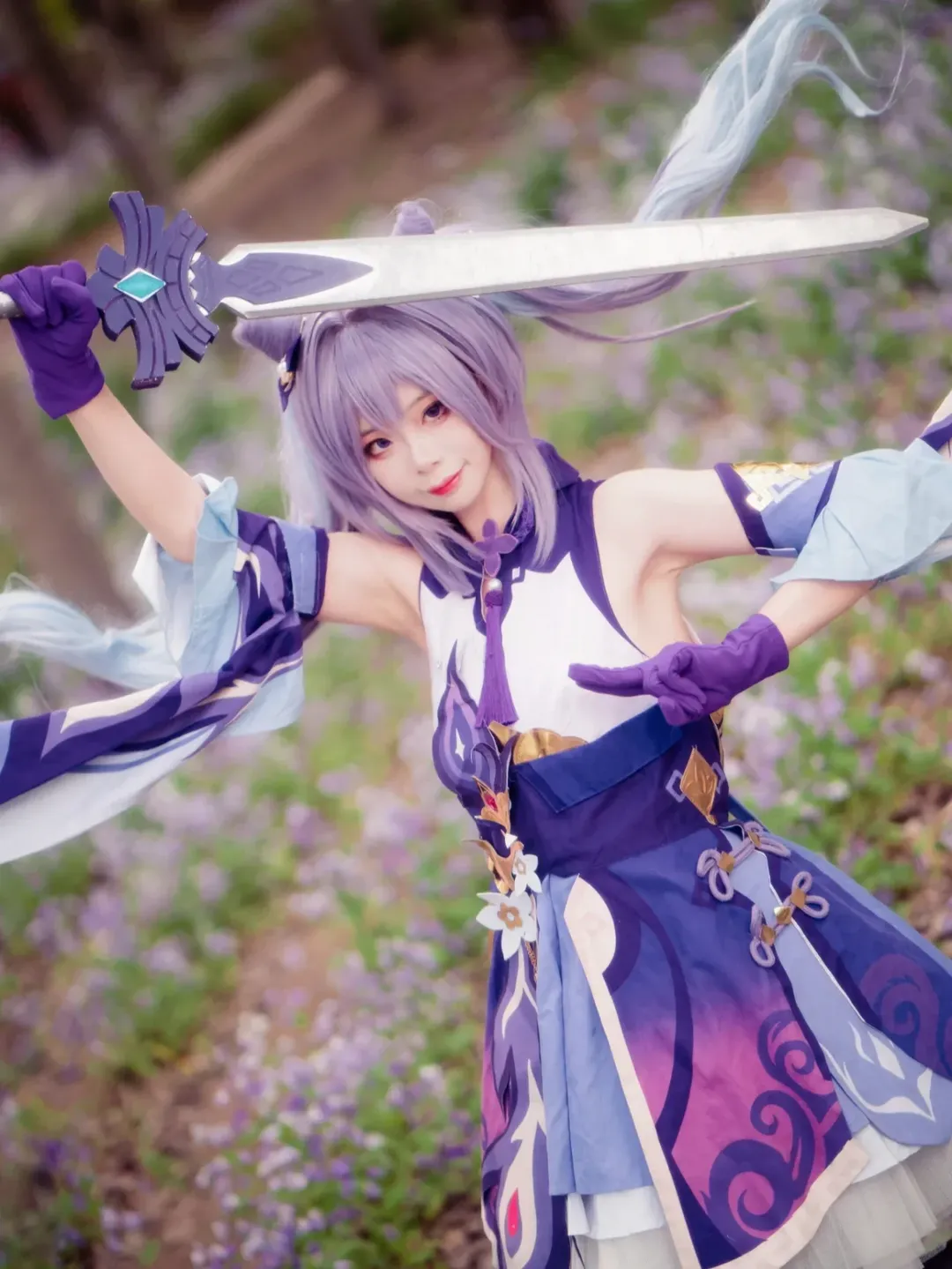 原神, 2次元少女, 刻晴コスプレ, コスプレロケ, 黒ストッキングコスプレ - 2枚目