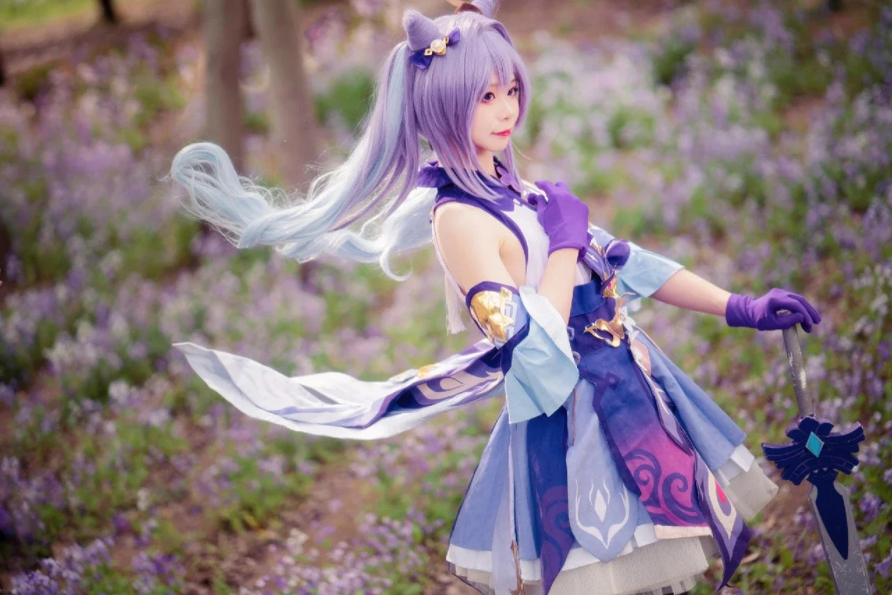 原神, 2次元少女, 刻晴コスプレ, コスプレロケ, 黒ストッキングコスプレ - 3枚目