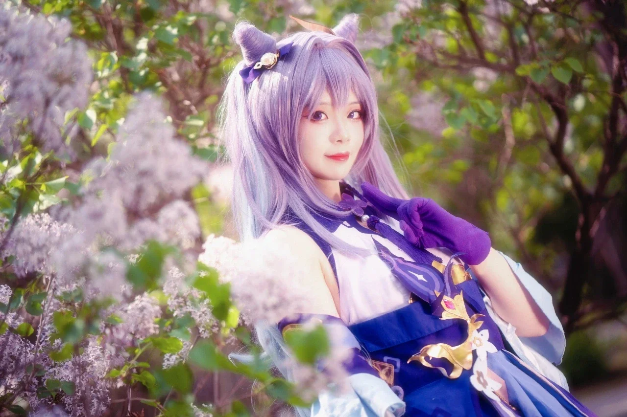 原神, 2次元少女, 刻晴コスプレ, コスプレロケ, 黒ストッキングコスプレ - 8枚目