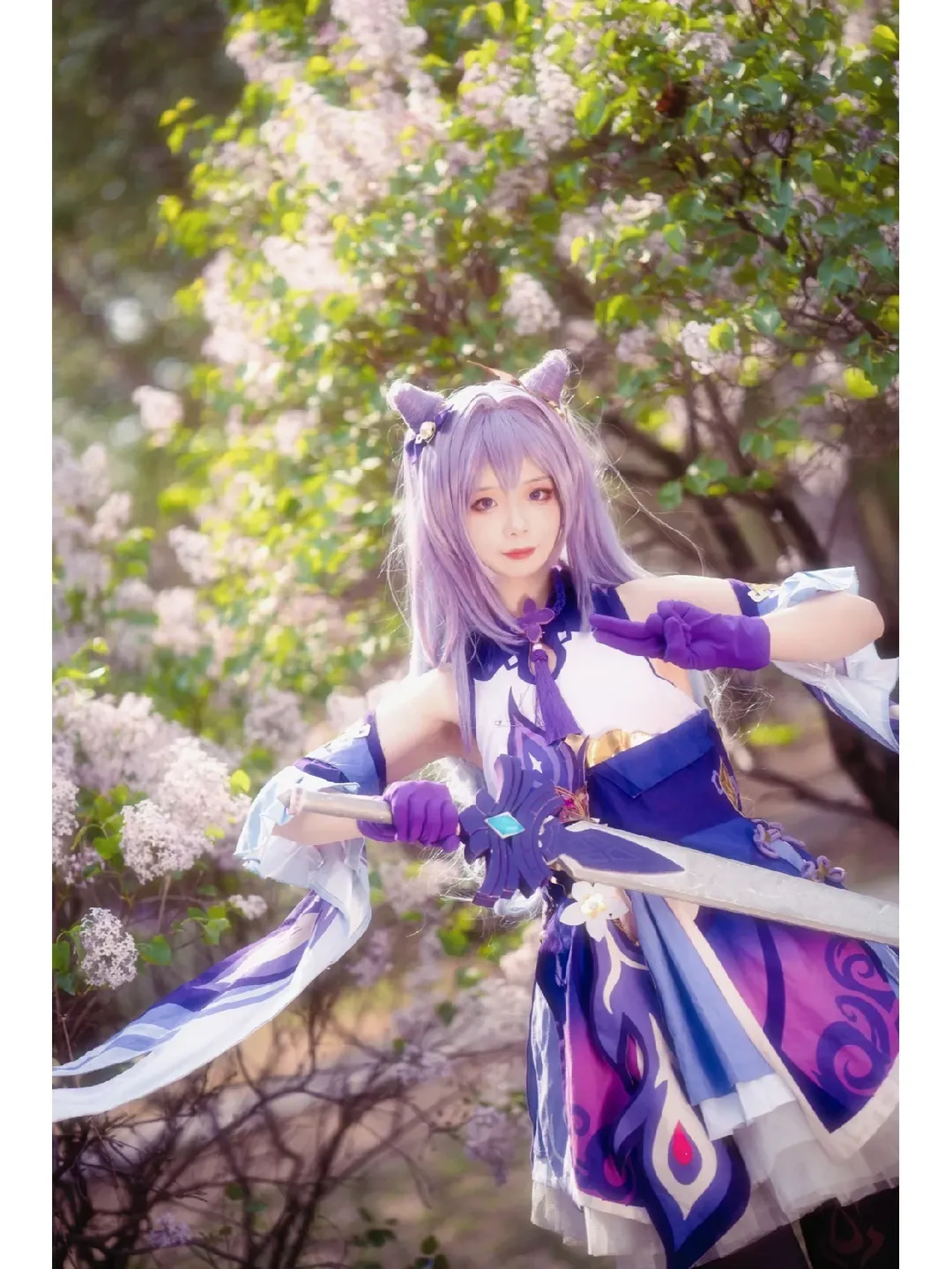 原神, 2次元少女, 刻晴コスプレ, コスプレロケ, 黒ストッキングコスプレ - 9枚目
