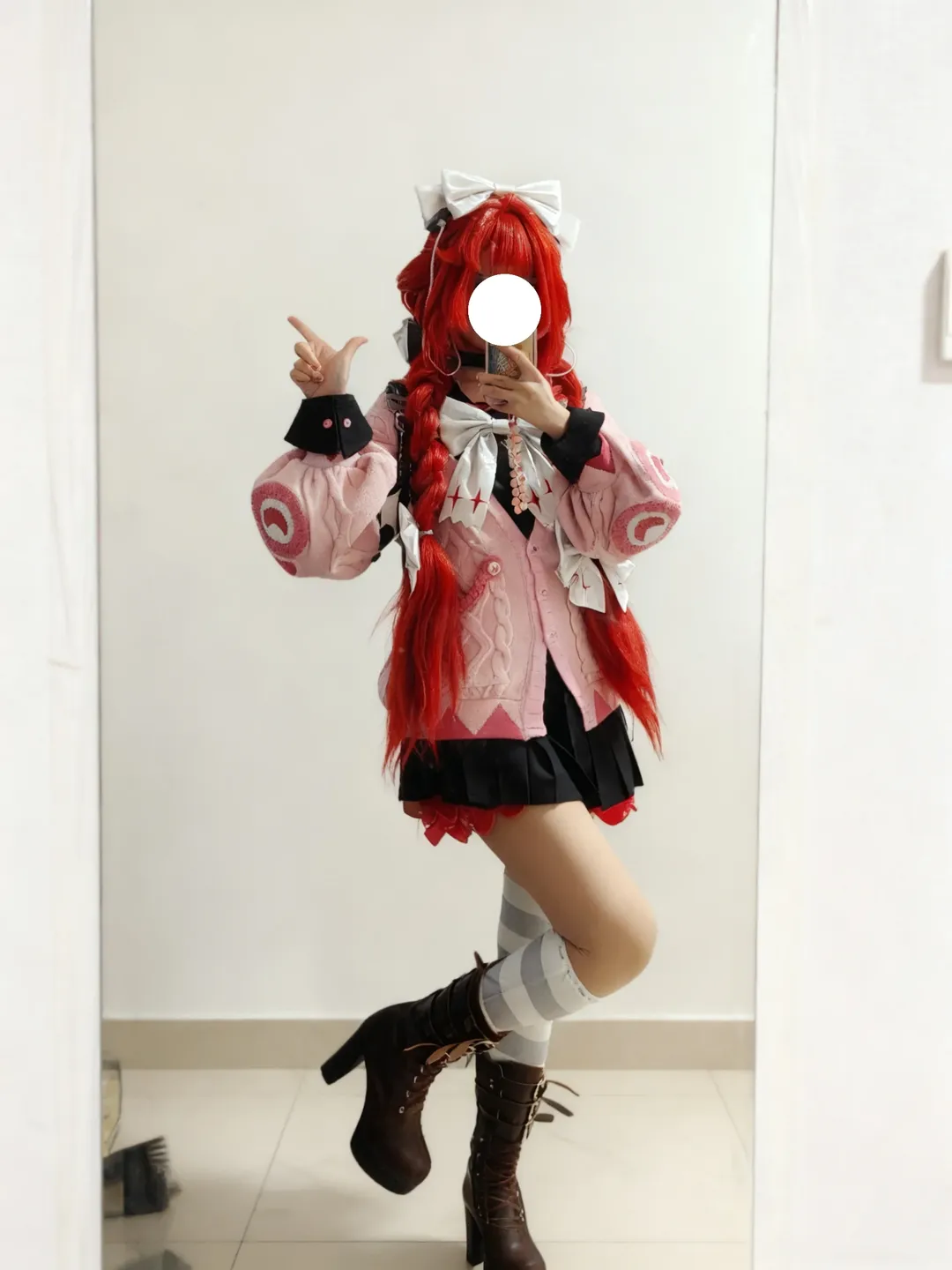 绝区零, 浮波柚叶cos, cosplay日常, 红发cos, 条纹袜