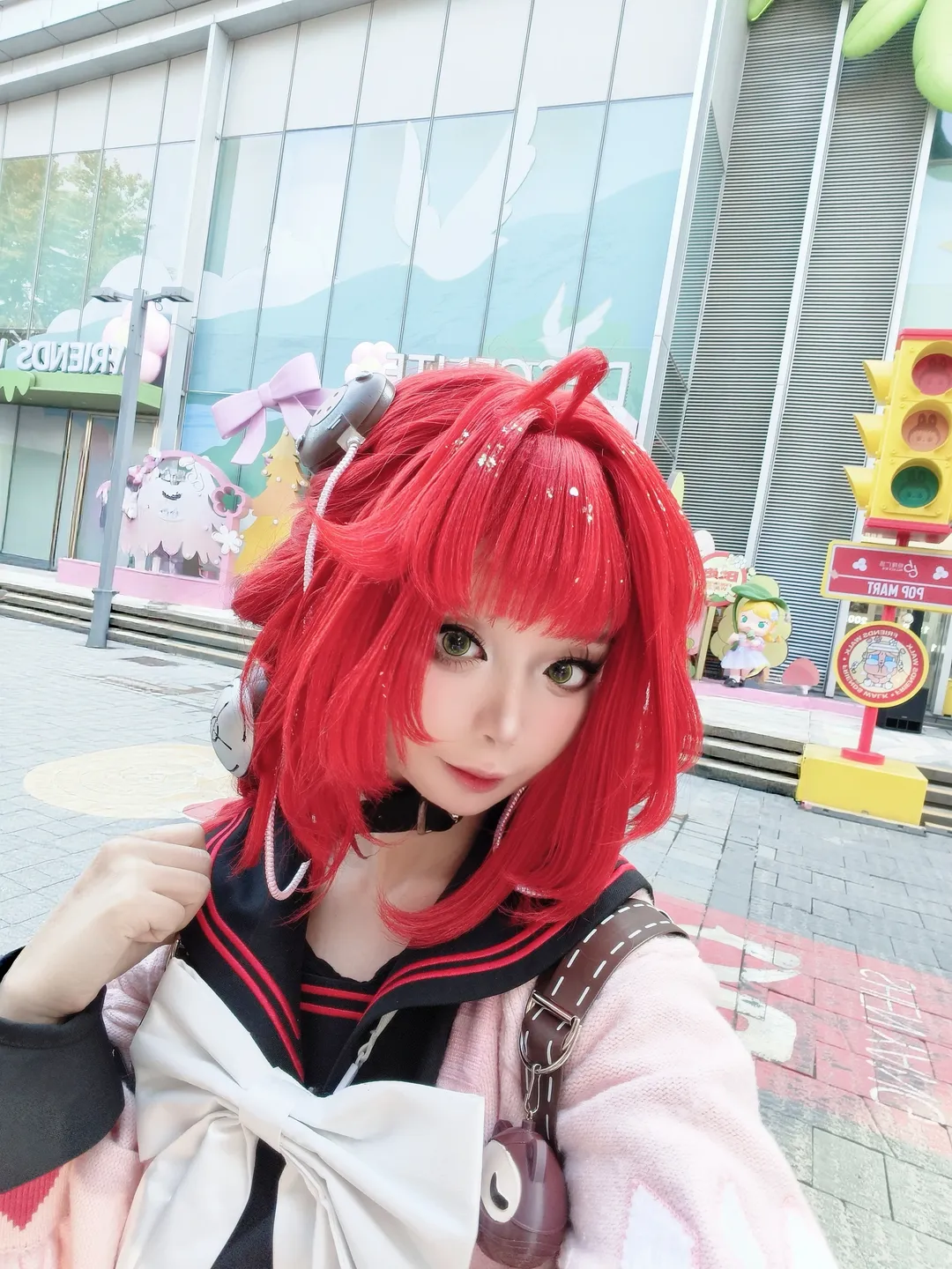 绝区零, 浮波柚叶cos, cosplay日常, 红发cos, 条纹袜 - 第4张