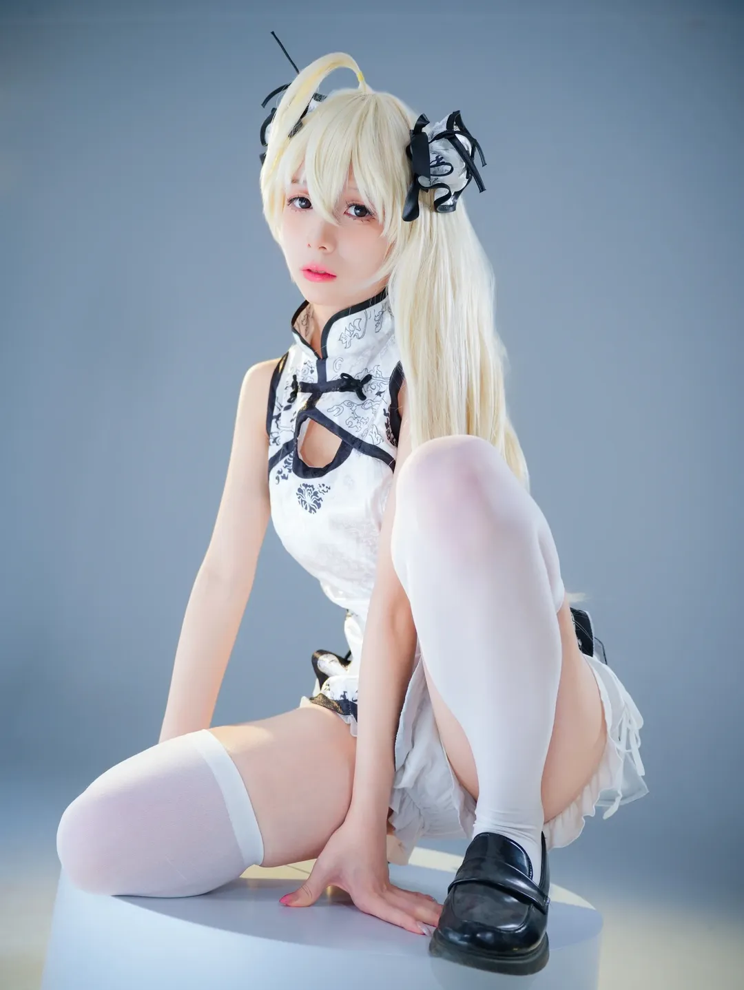 二次元撮影, 春日野穹コスプレ, ヨスガノソラ, コスプレ日常, 白ストッキングチャイナドレス