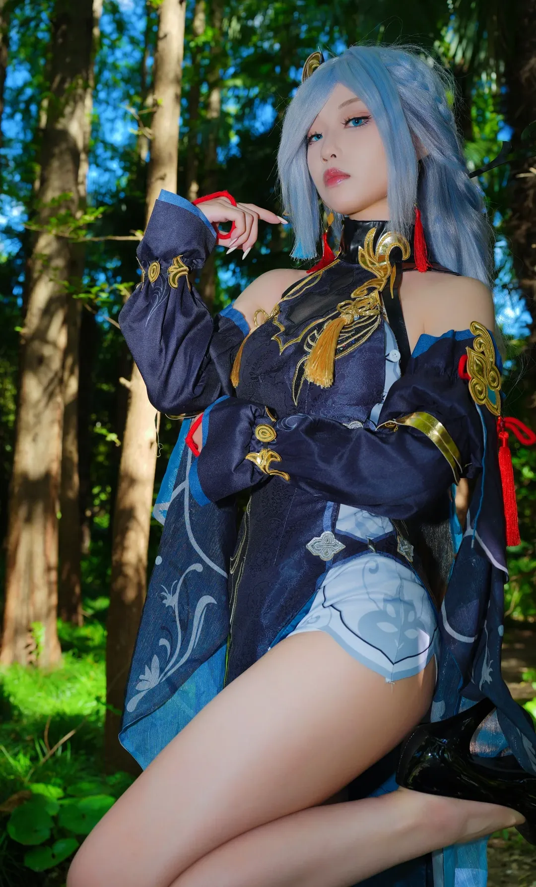 原神, 旗袍cos, 申鹤cos, 夏日外拍, 闪光灯摄影 - 第1张