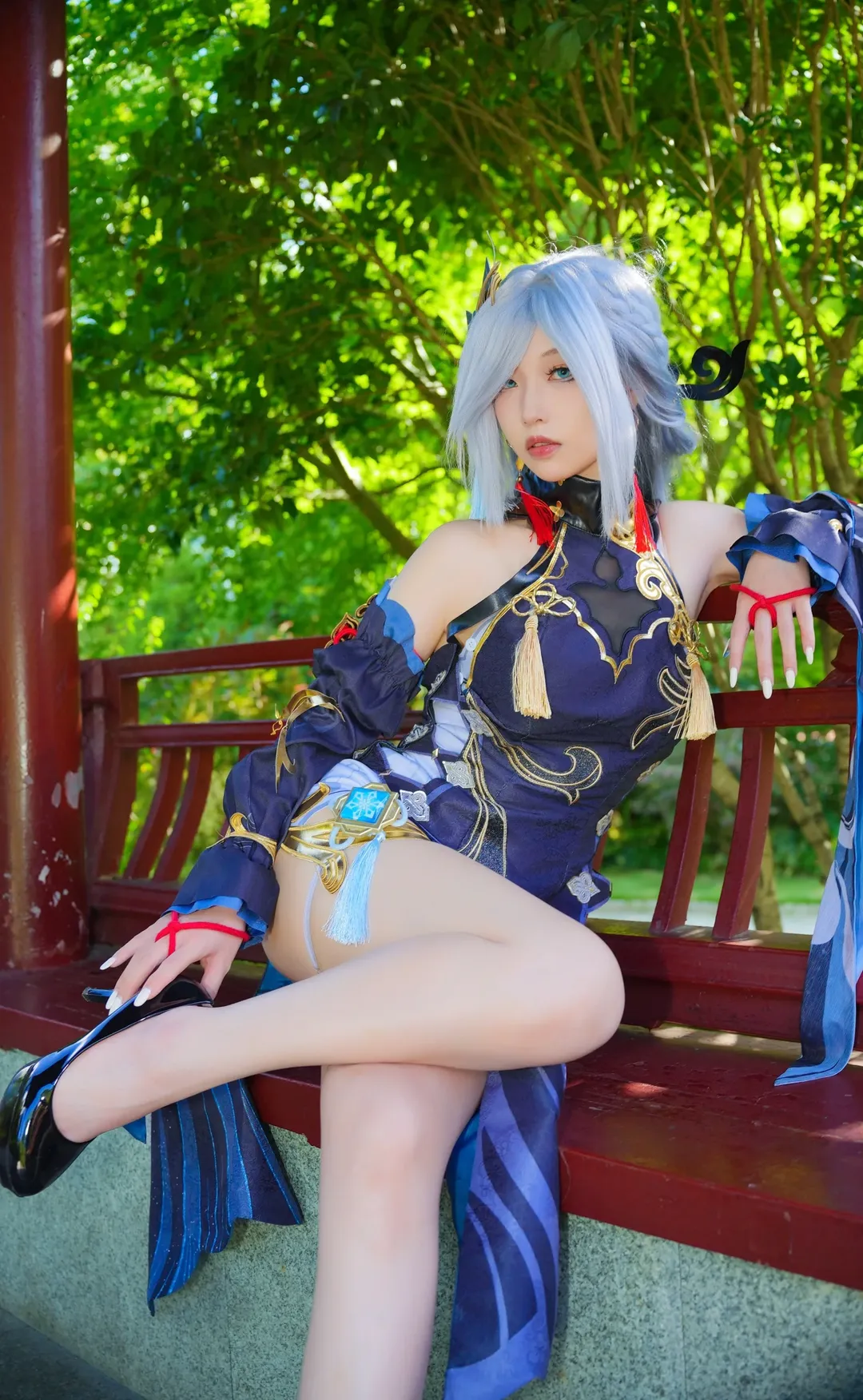 原神, 旗袍cos, 申鹤cos, 夏日外拍, 闪光灯摄影 - 第2张