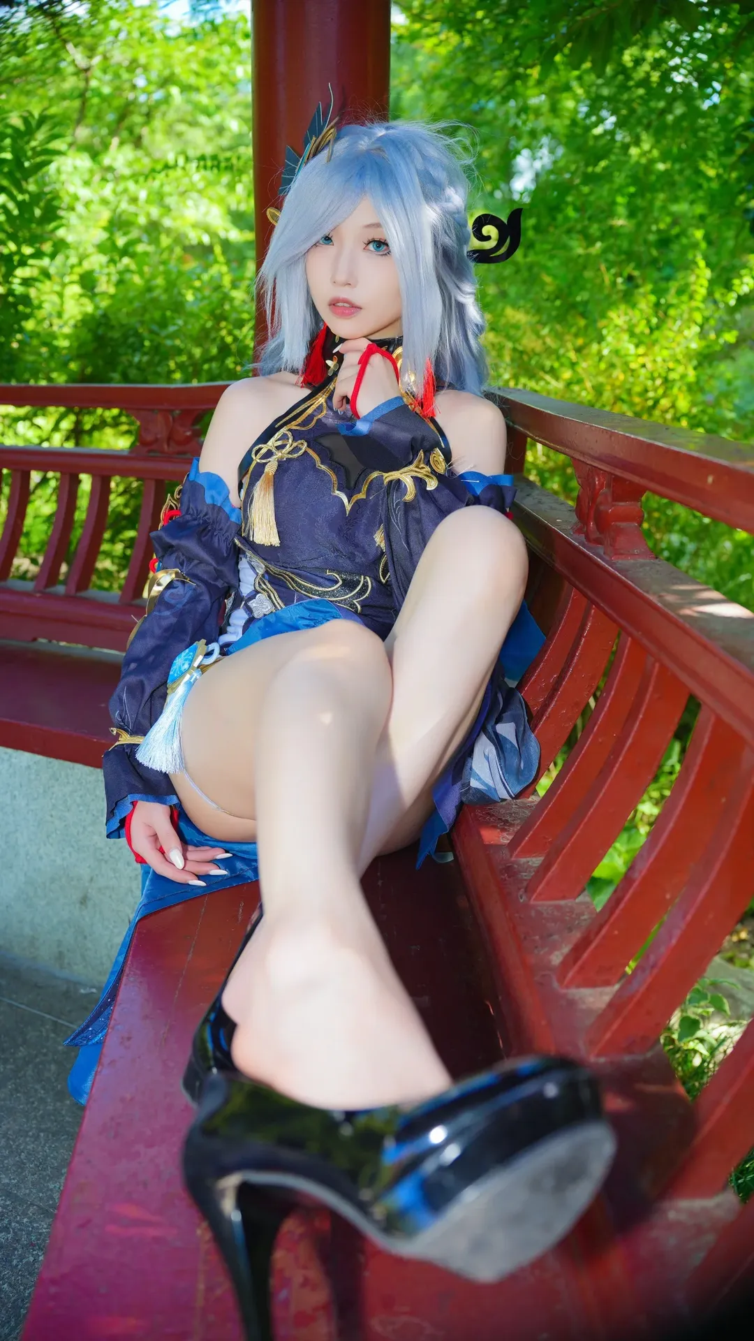 原神, 旗袍cos, 申鹤cos, 夏日外拍, 闪光灯摄影